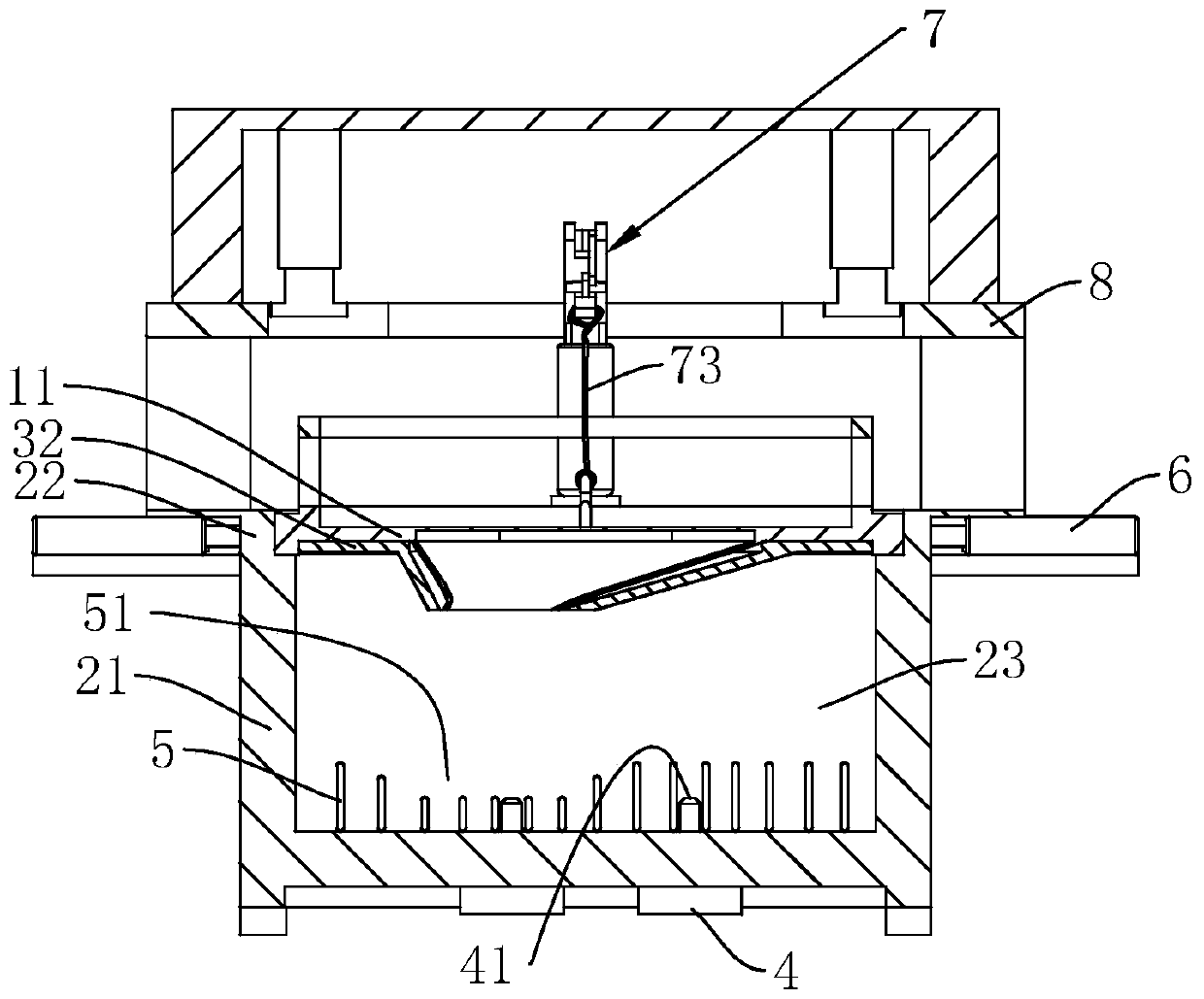 A demoulding machine for bathroom products and a demoulding process using the demoulding machine