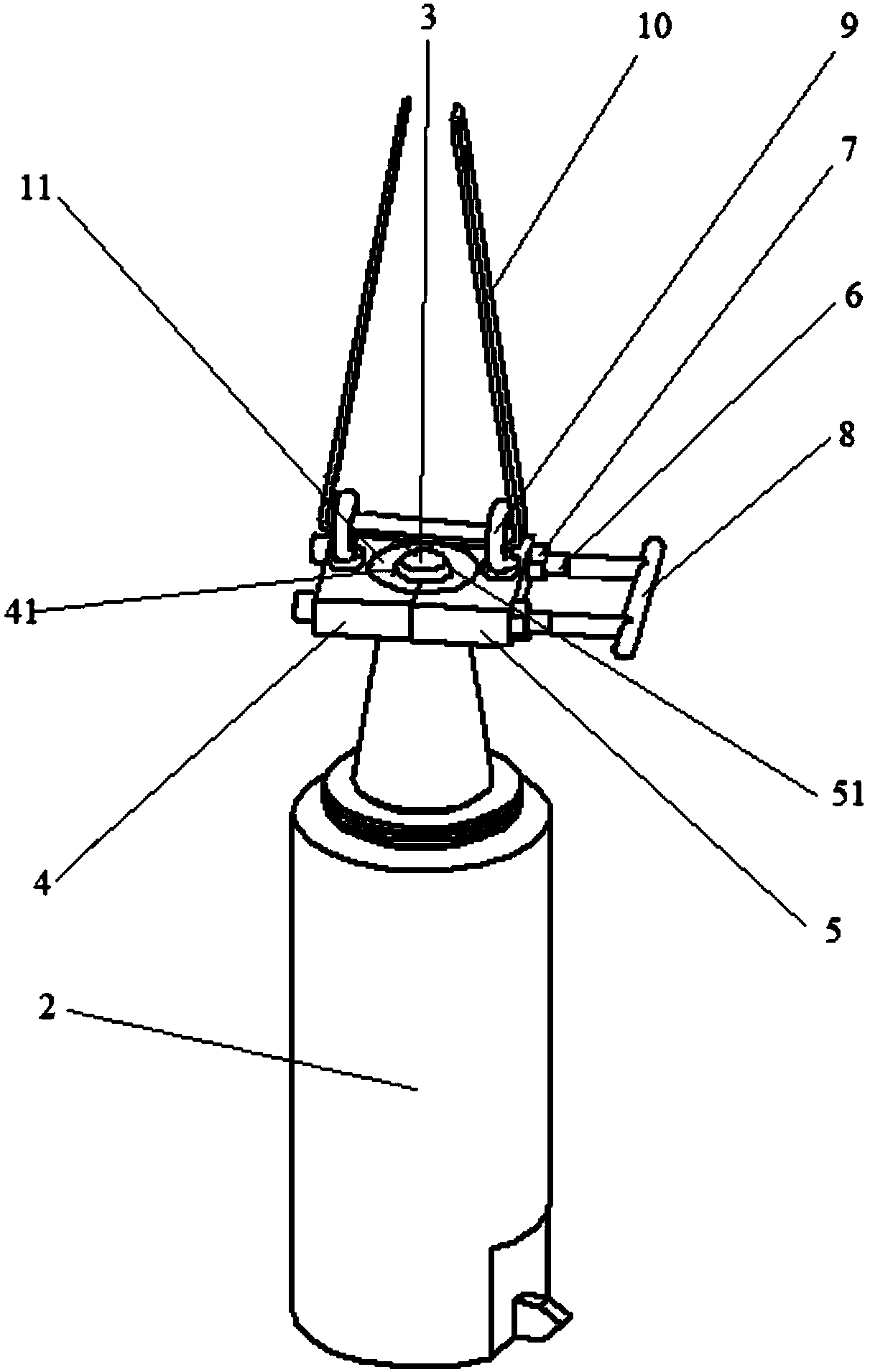 Method and tool for clamping type hoisting machining center outside heavy tool