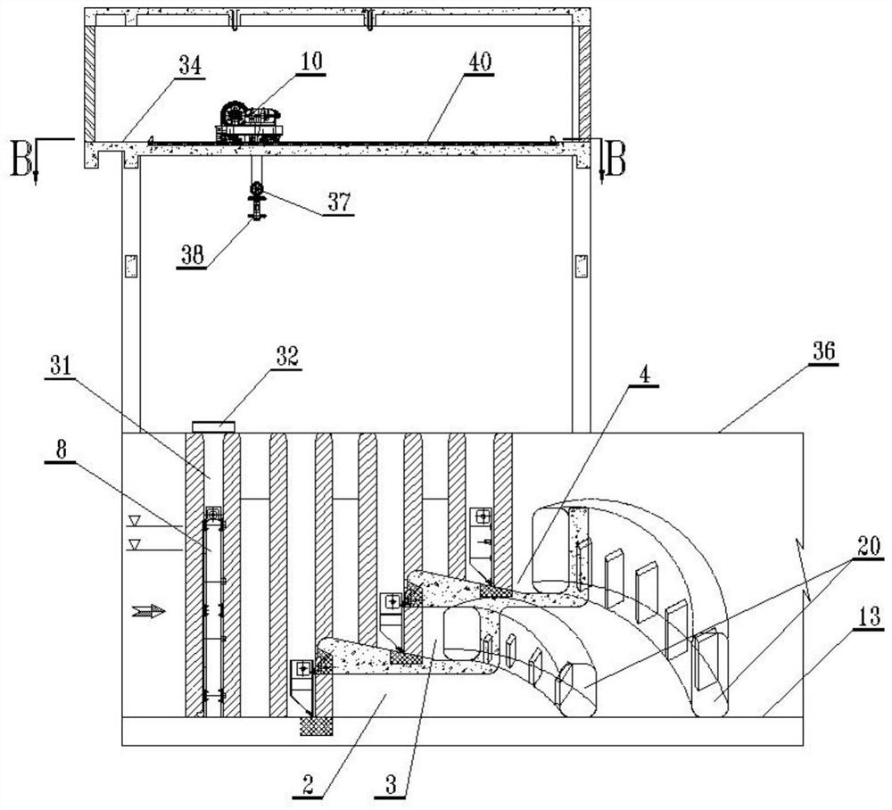 Single fishway outlet structure capable for realizing layered fish passing