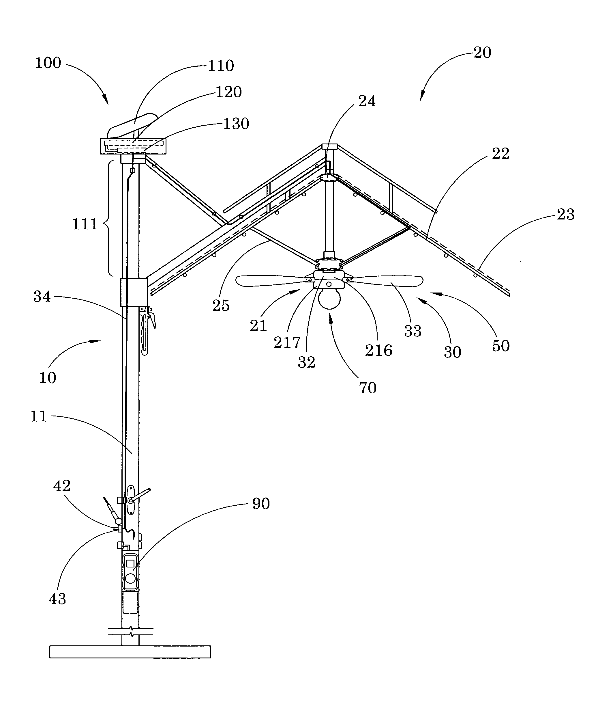 Outdoor umbrella with audio system