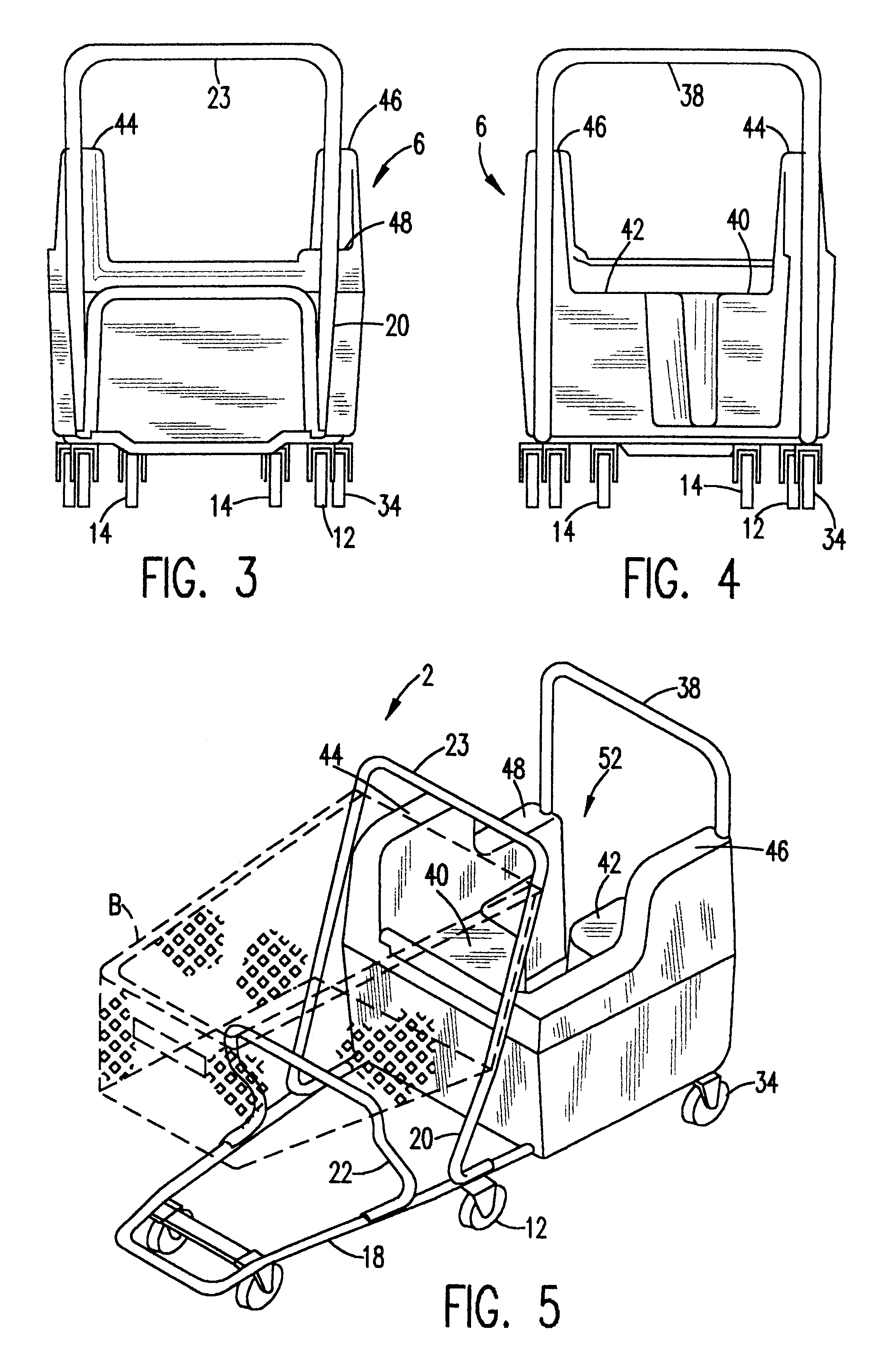 Multiple child seat nestable shopping cart