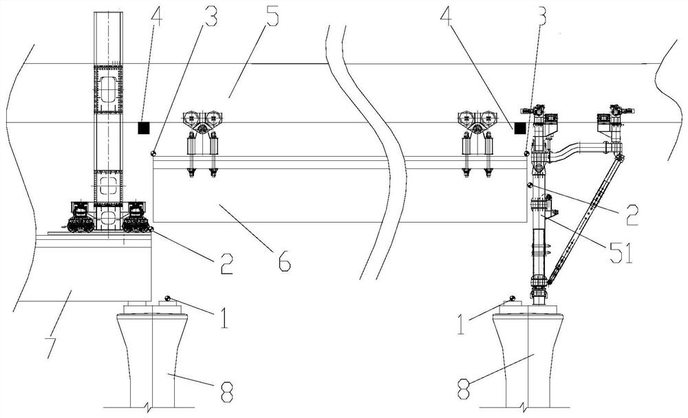 Bridge erecting machine beam falling deviation monitoring system and method