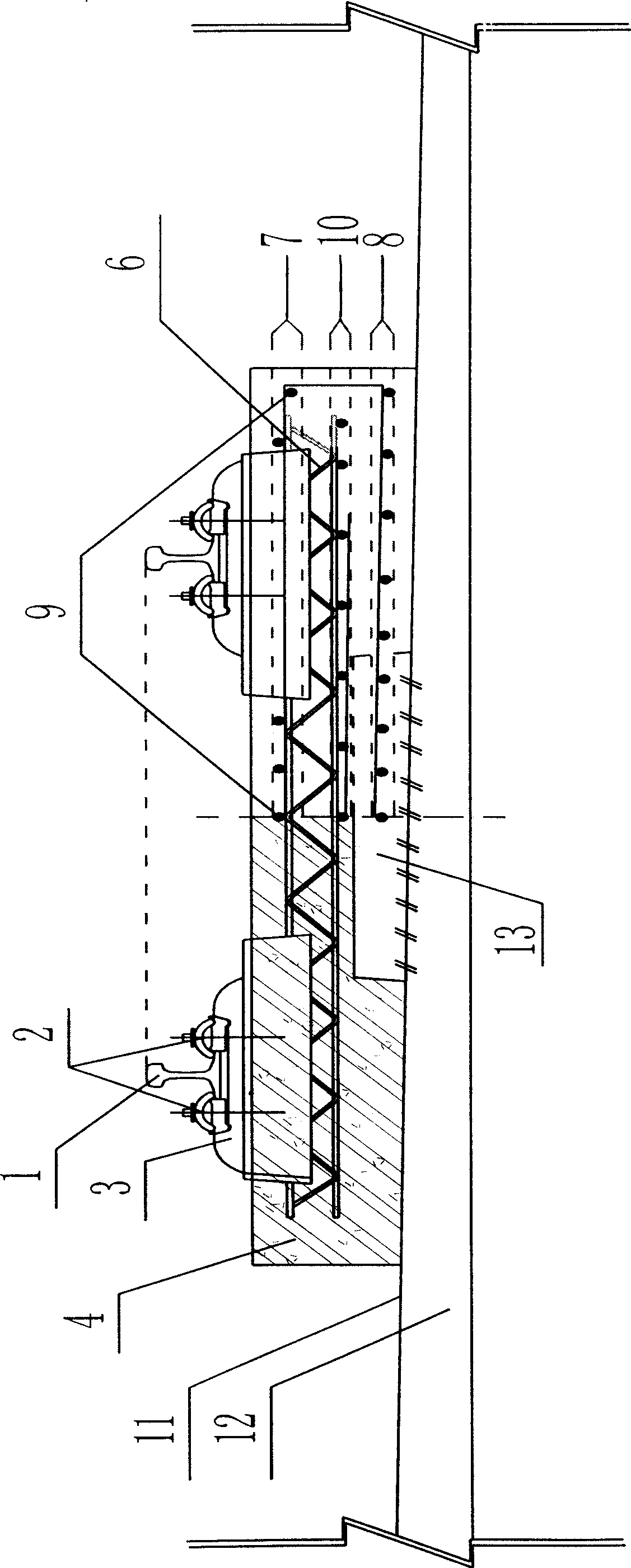 Construction method for two-block unballasted track bed board