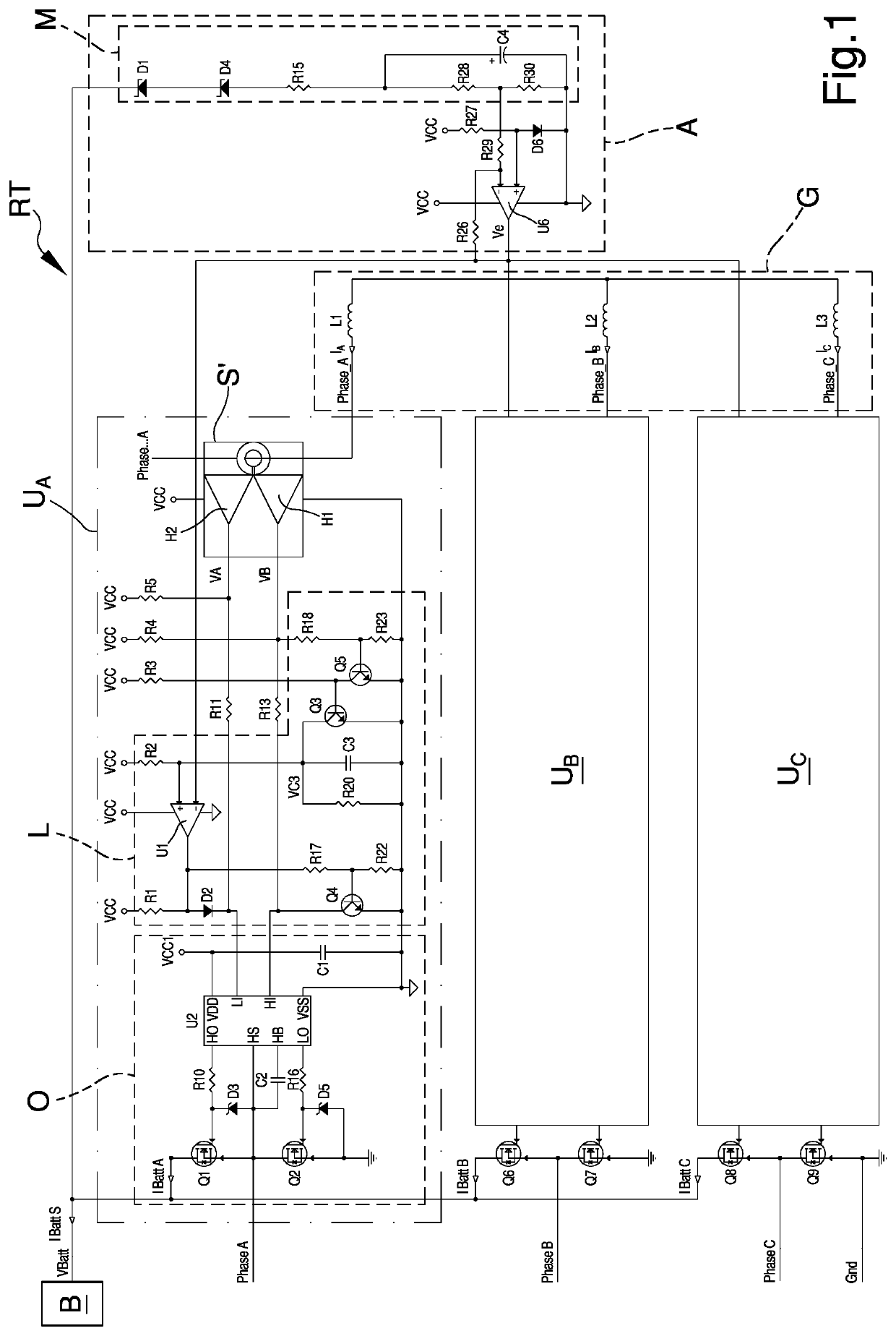 Three-phase synchronous rectifier for battery charger on board vehicle