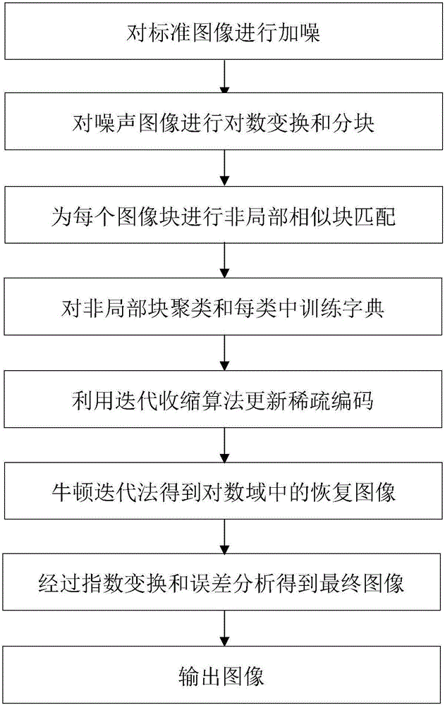 Multiplicative noise removal method based on non-local adaptive dictionary