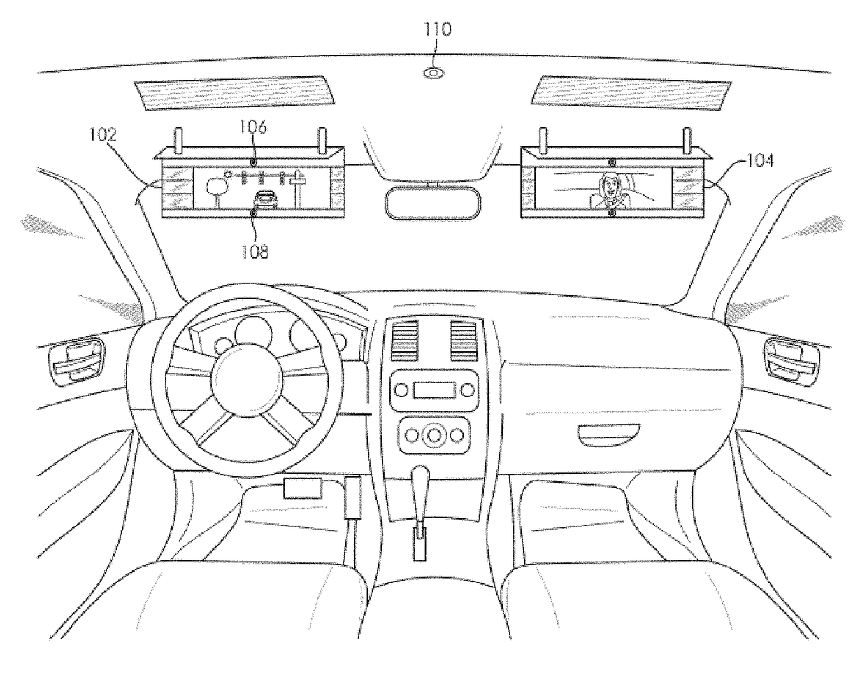 Display rear passenger view on a display screen in vehicle