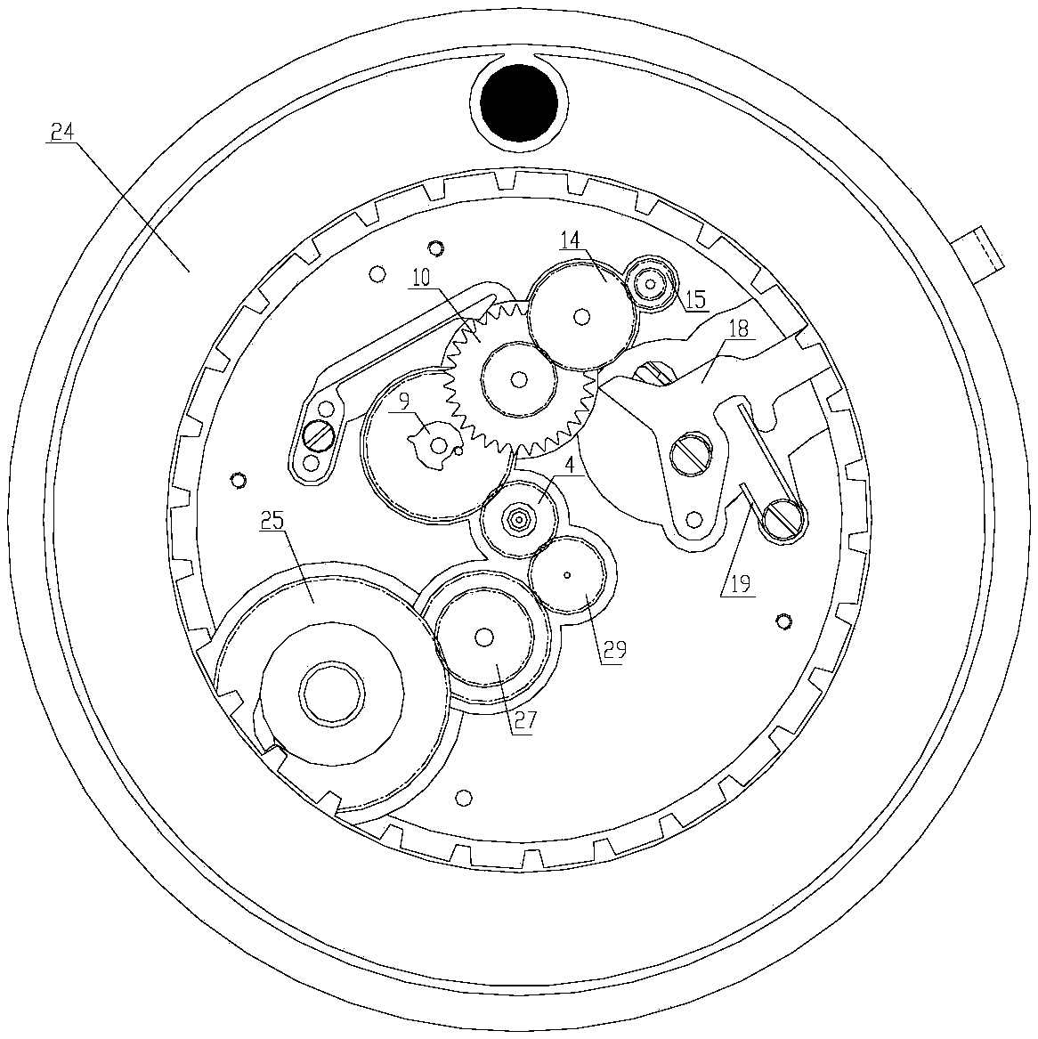 Starry sky moon phase display mechanism in watch