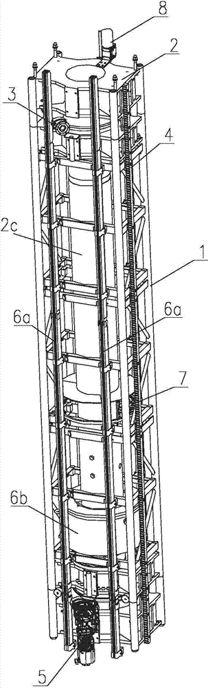 Rotating rail replacing device and construction method thereof