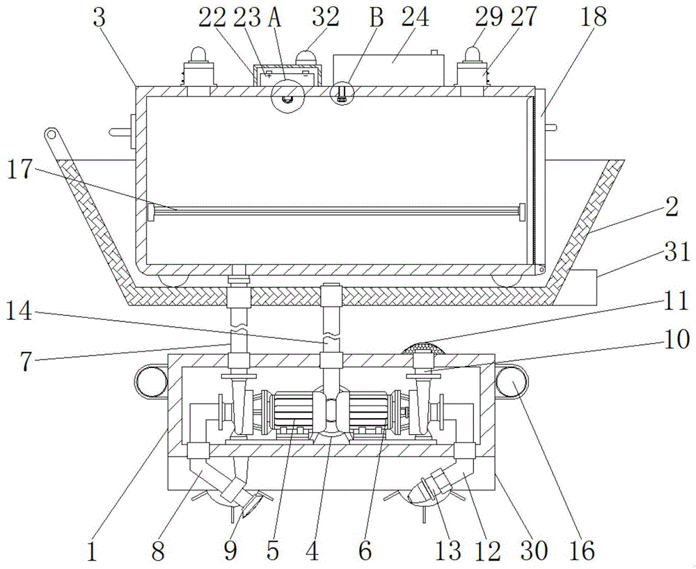 Sludge discharging device for water conservancy project