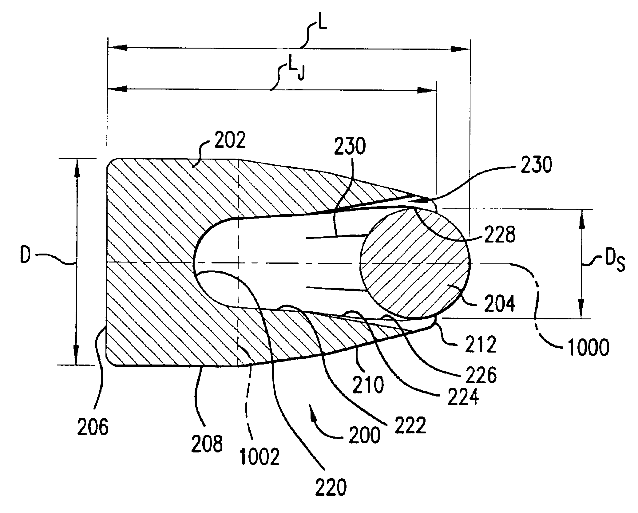 Bullet with spherical nose portion