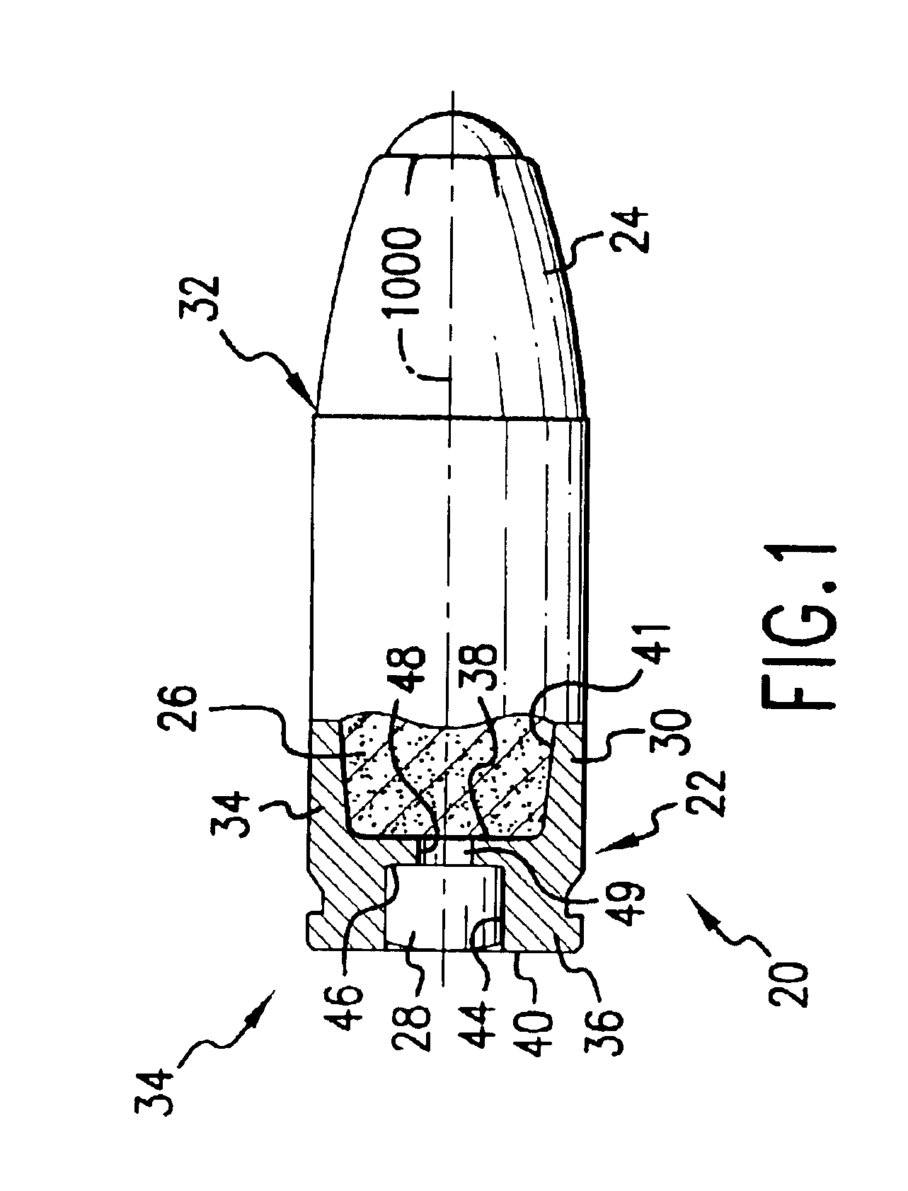 Bullet with spherical nose portion