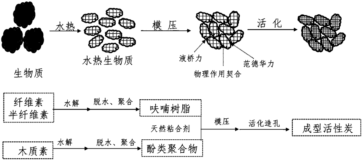 Process for preparing binder-free formed activated carbon from waste biomass