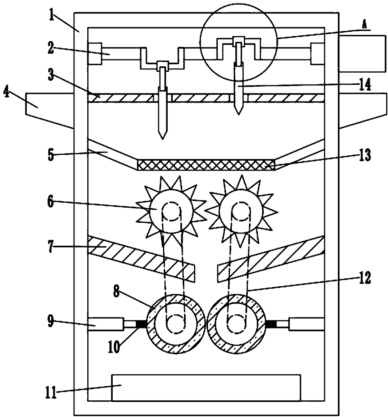 Multistage smashing and granulating device for garbage