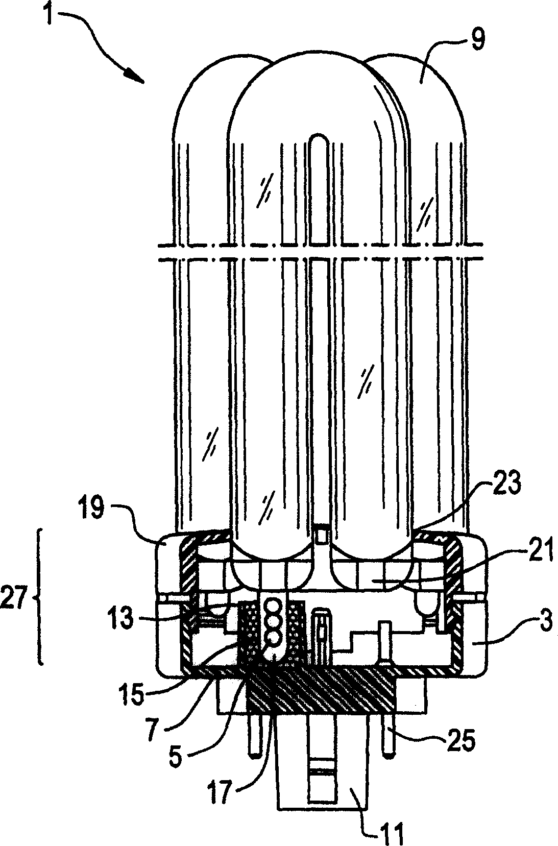 Compact fluorescent lamp with shell structure