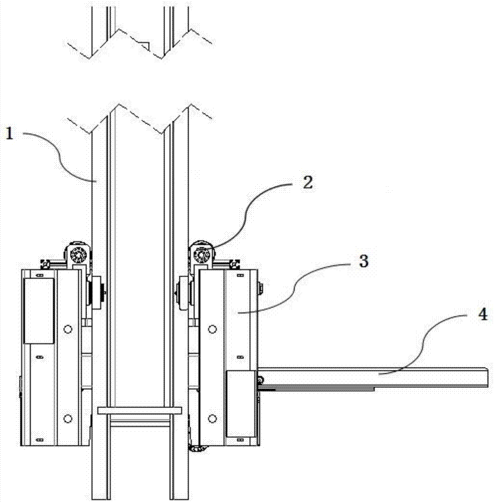 Lifting guide wheel group mechanism for cargo carrying platform of automatic three-dimensional warehouse