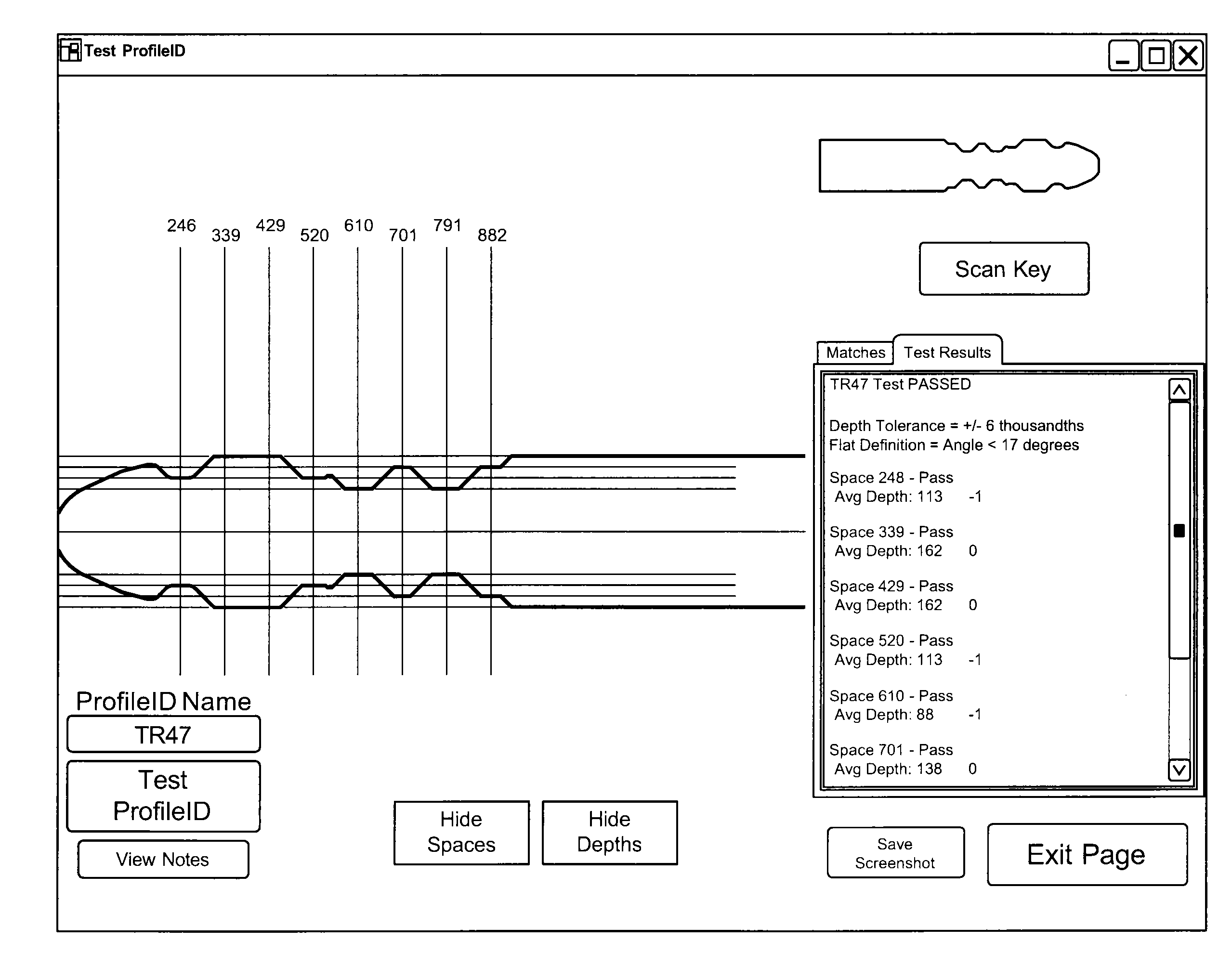 Key blank identification system with bitting analysis