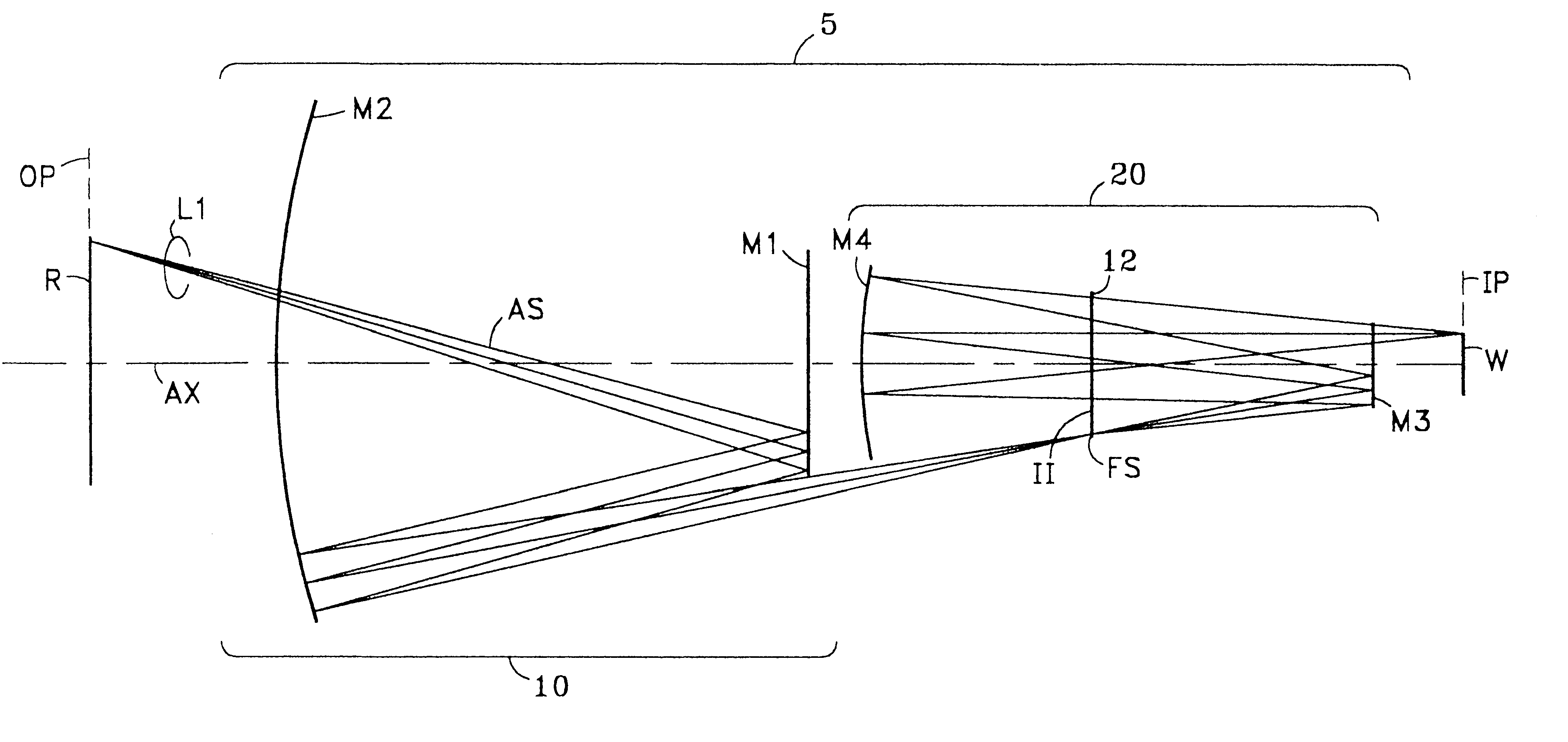 Catoptric reduction projection optical system and exposure apparatus and method using same