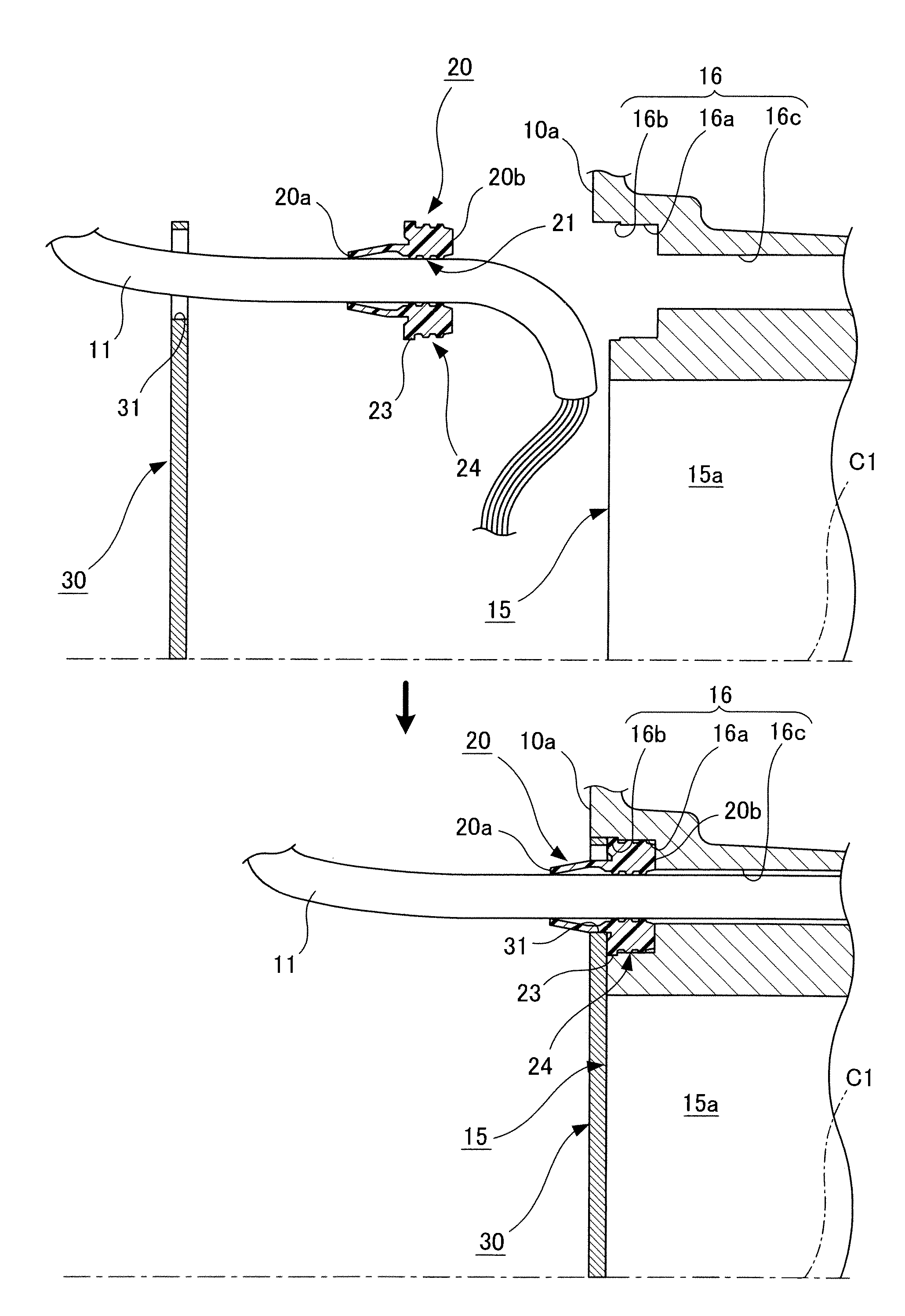 Cable mounting structure for electric apparatus