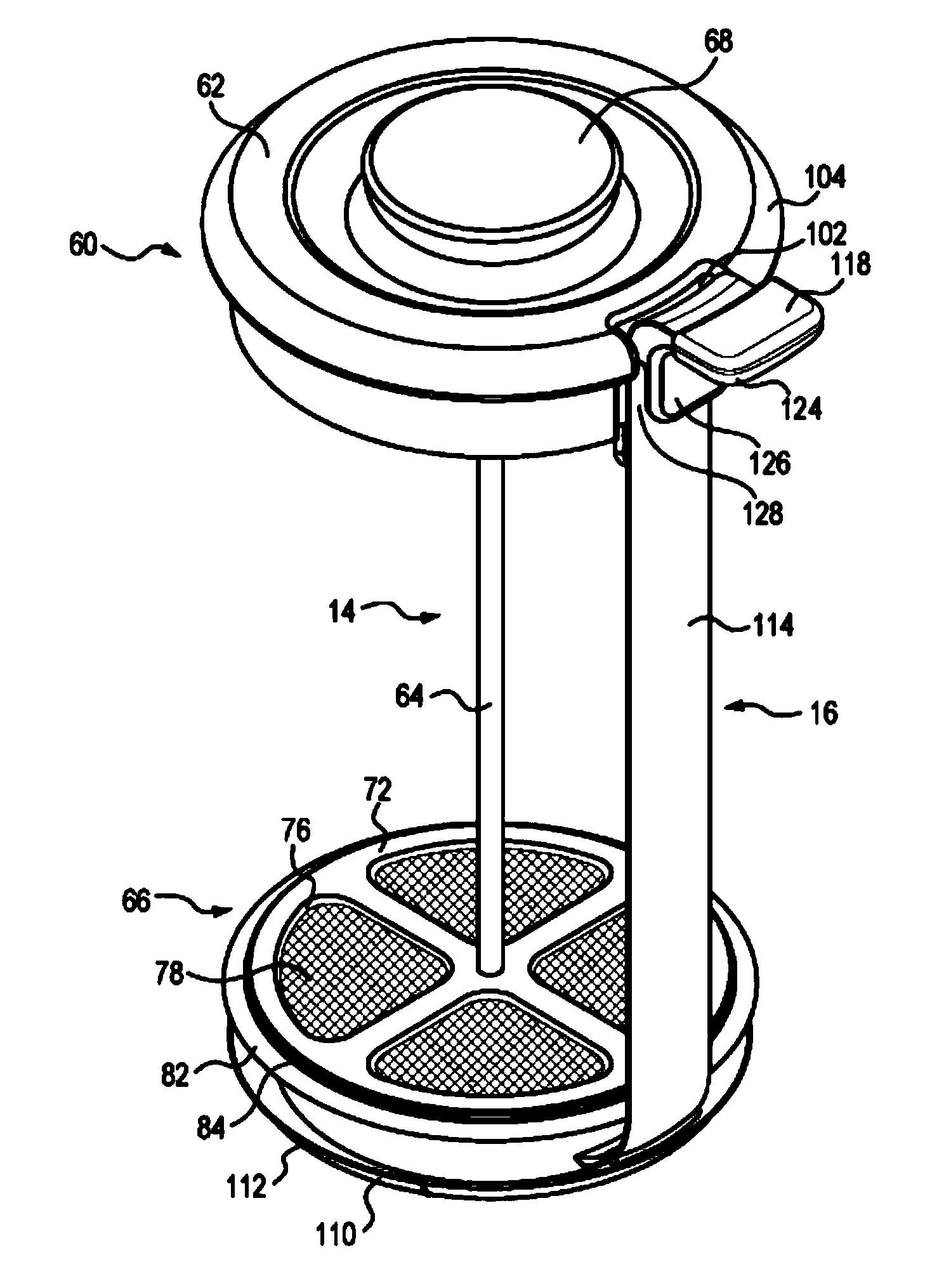 French press coffee maker with spent grounds removal