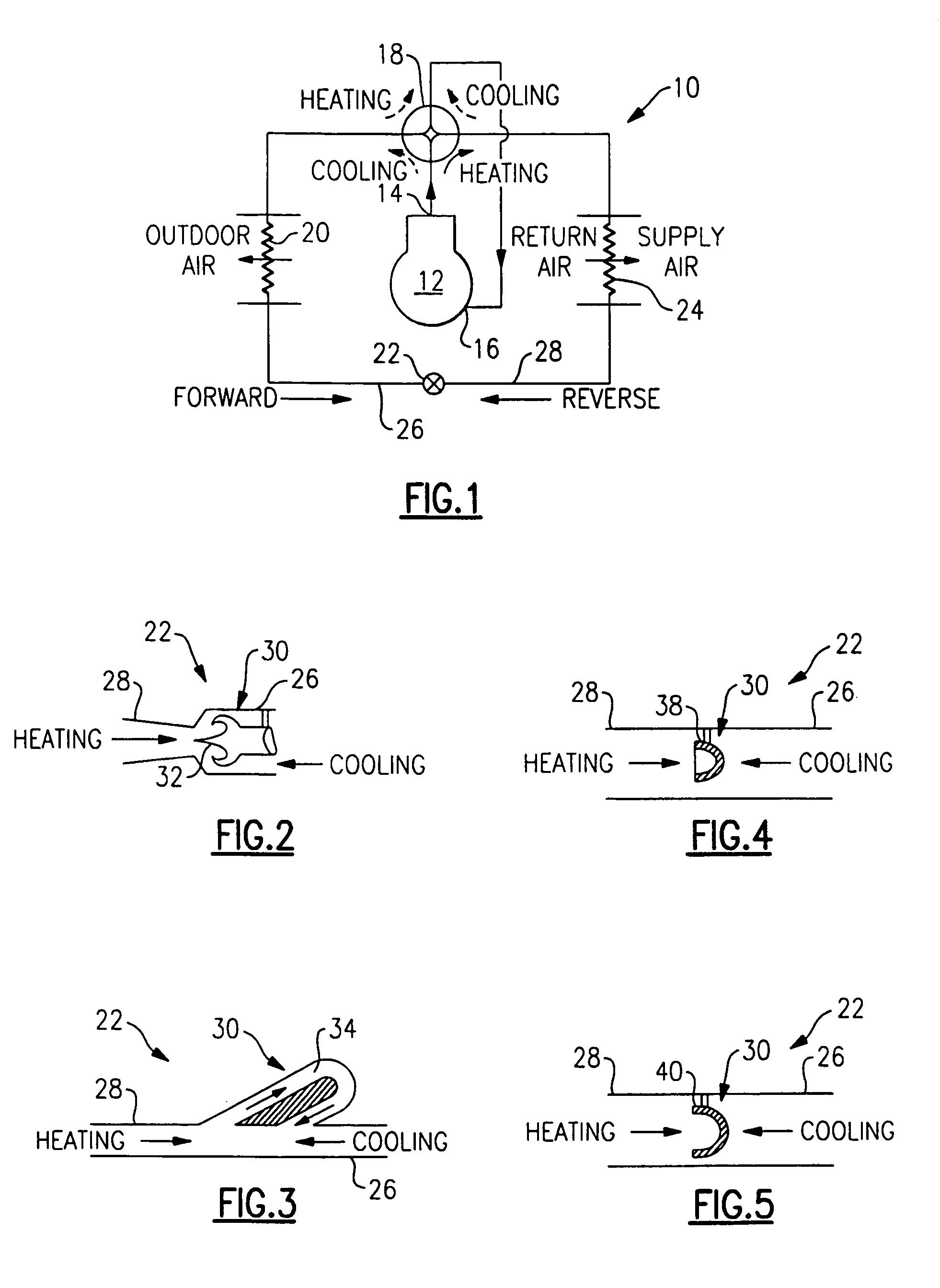 Fluid diode expansion device for heat pumps