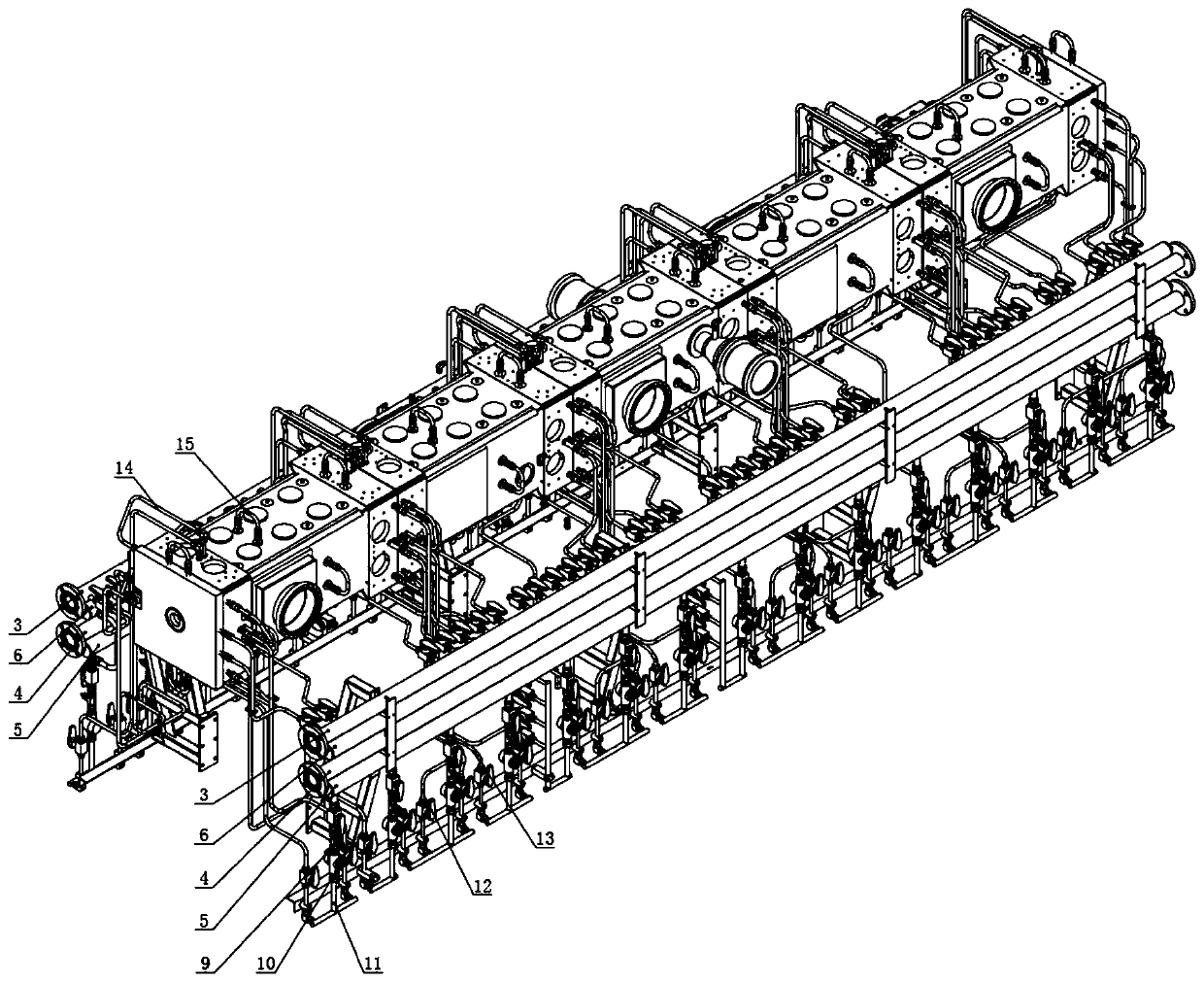 Water distribution system of four-wing radio frequency quadrupole field accelerator cavity