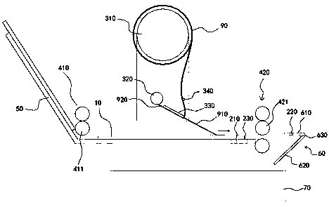 Attaching device for sheet-like self-adhesive material