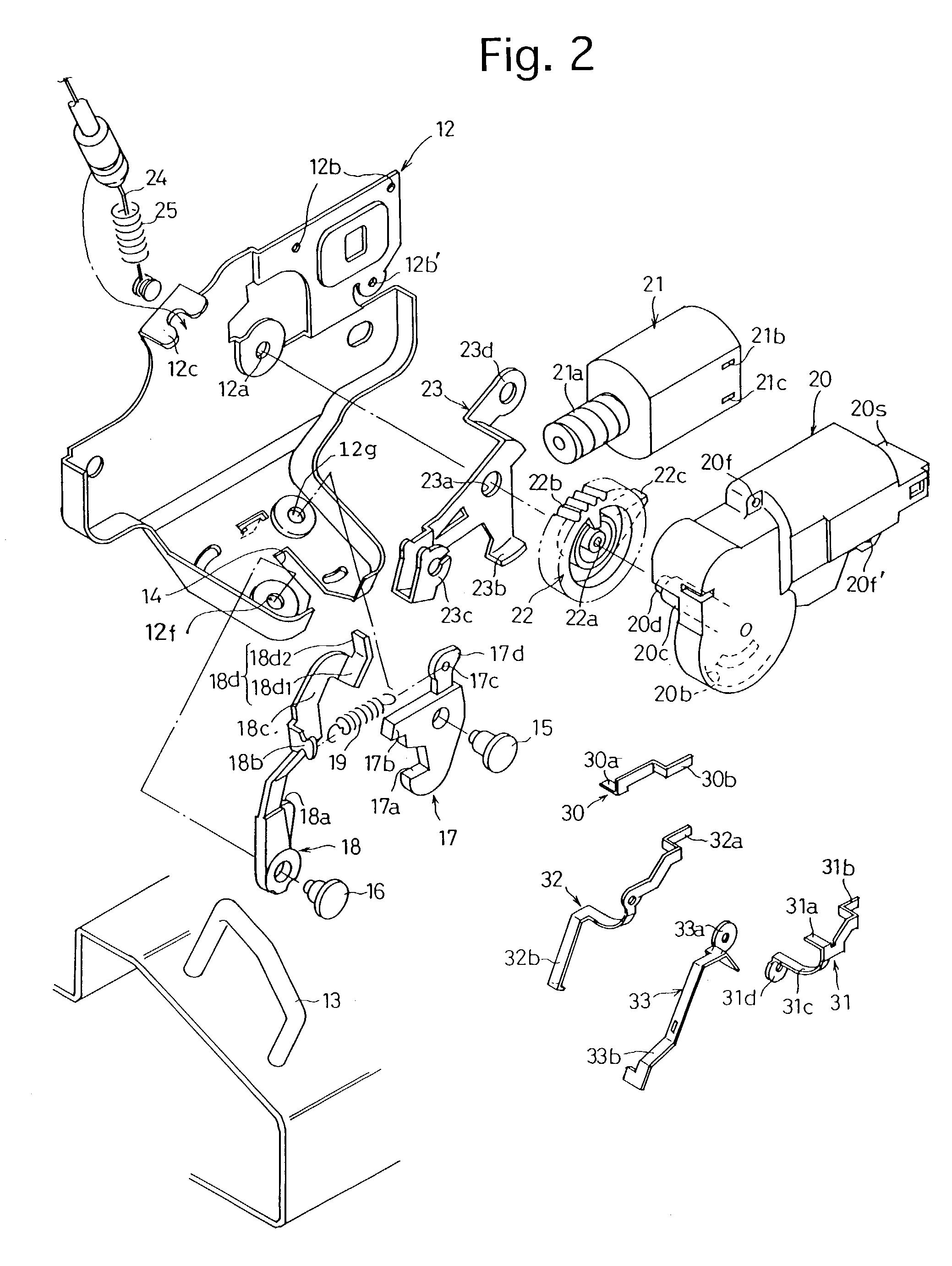 Door locking system for motor vehicle