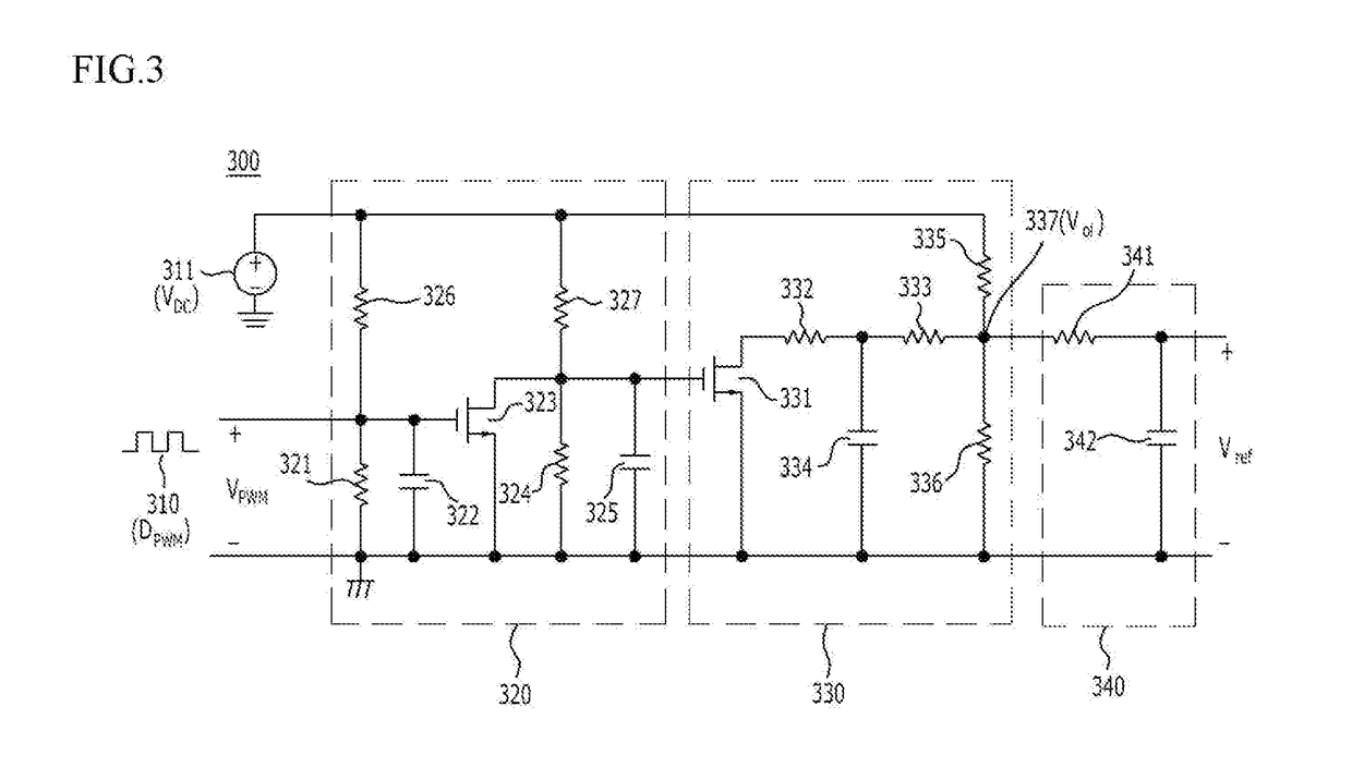 Non-linear analog signal conversion circuit configured of passive elements and lighting apparatus using the same