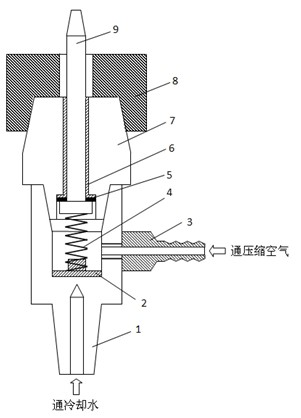 Compulsive air-cooling lower electrode specially used for resistance projection welding of annular nut