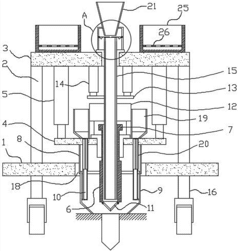 Automatic sapling fertilizing and planting device