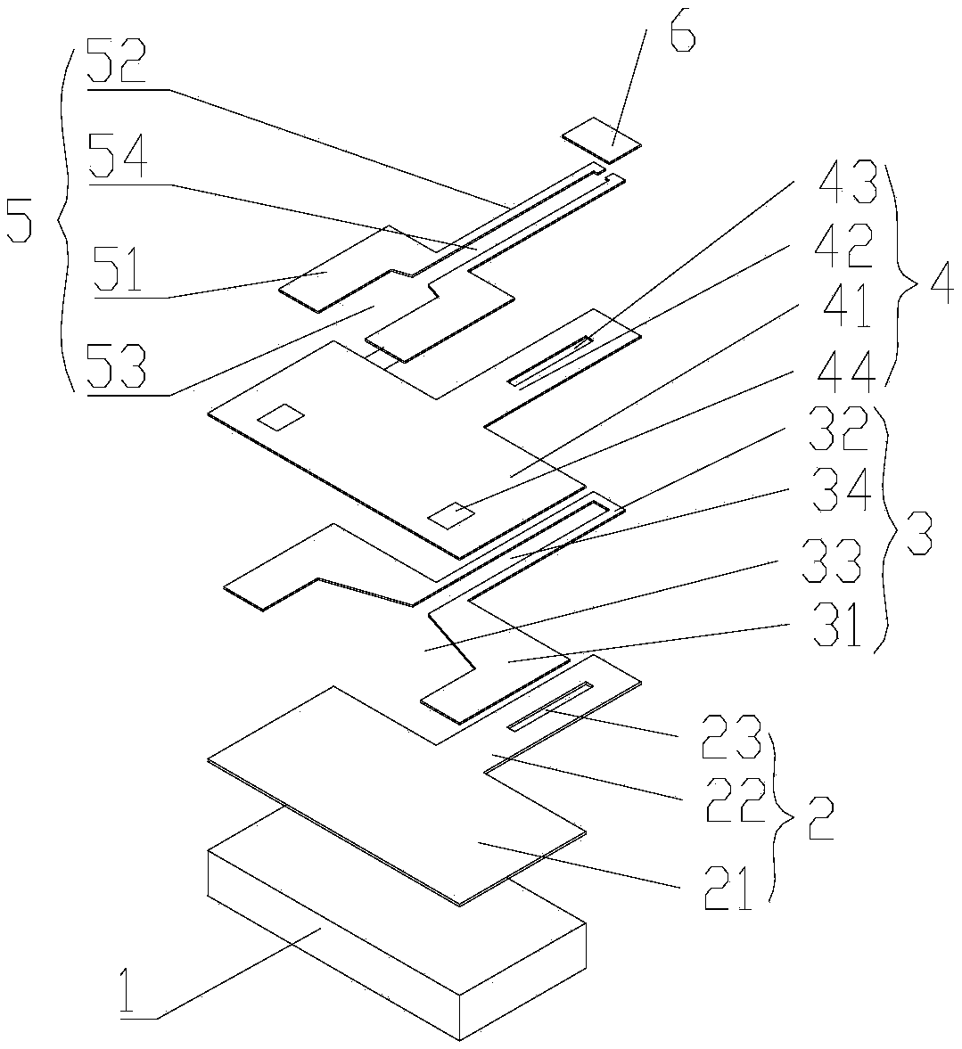 Single suspension beam gas sensor, sensor array and preparation method of sensor