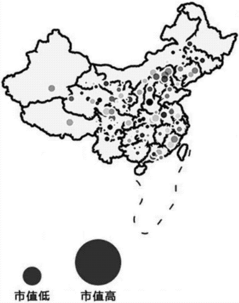 Method and system for location and price information display of listed company based on electronic map