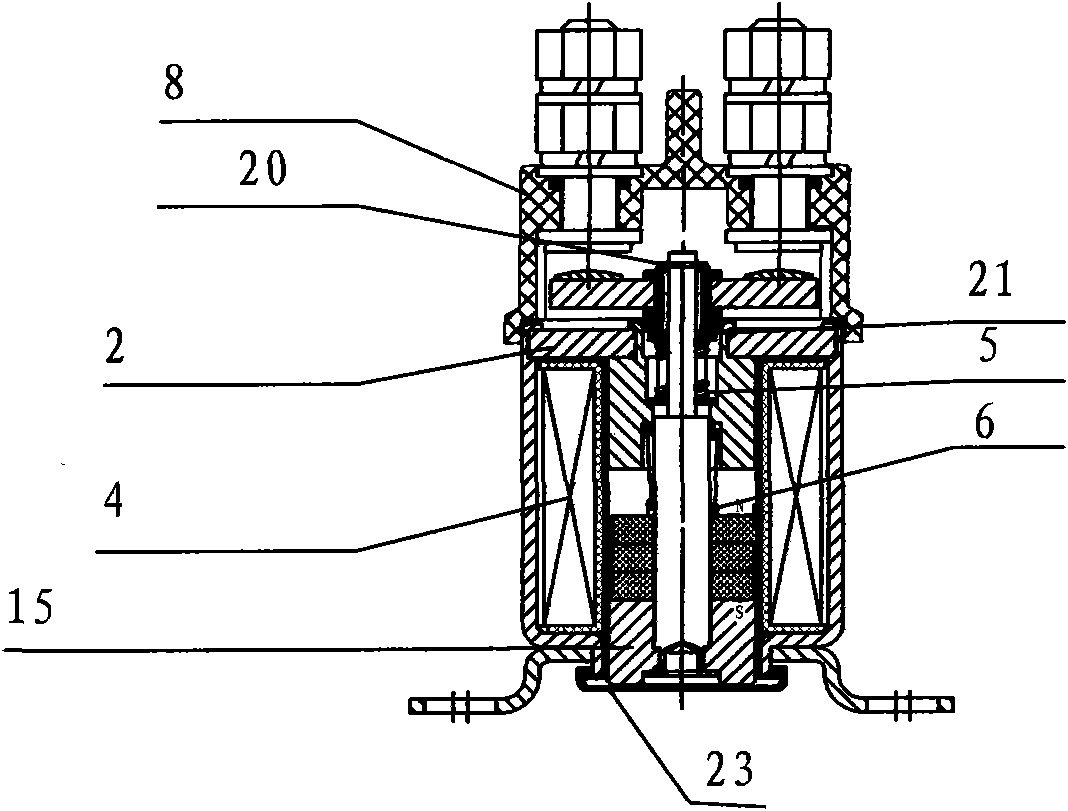 Bistable state magnetic latching contactor for power supply switch of electric tricycle