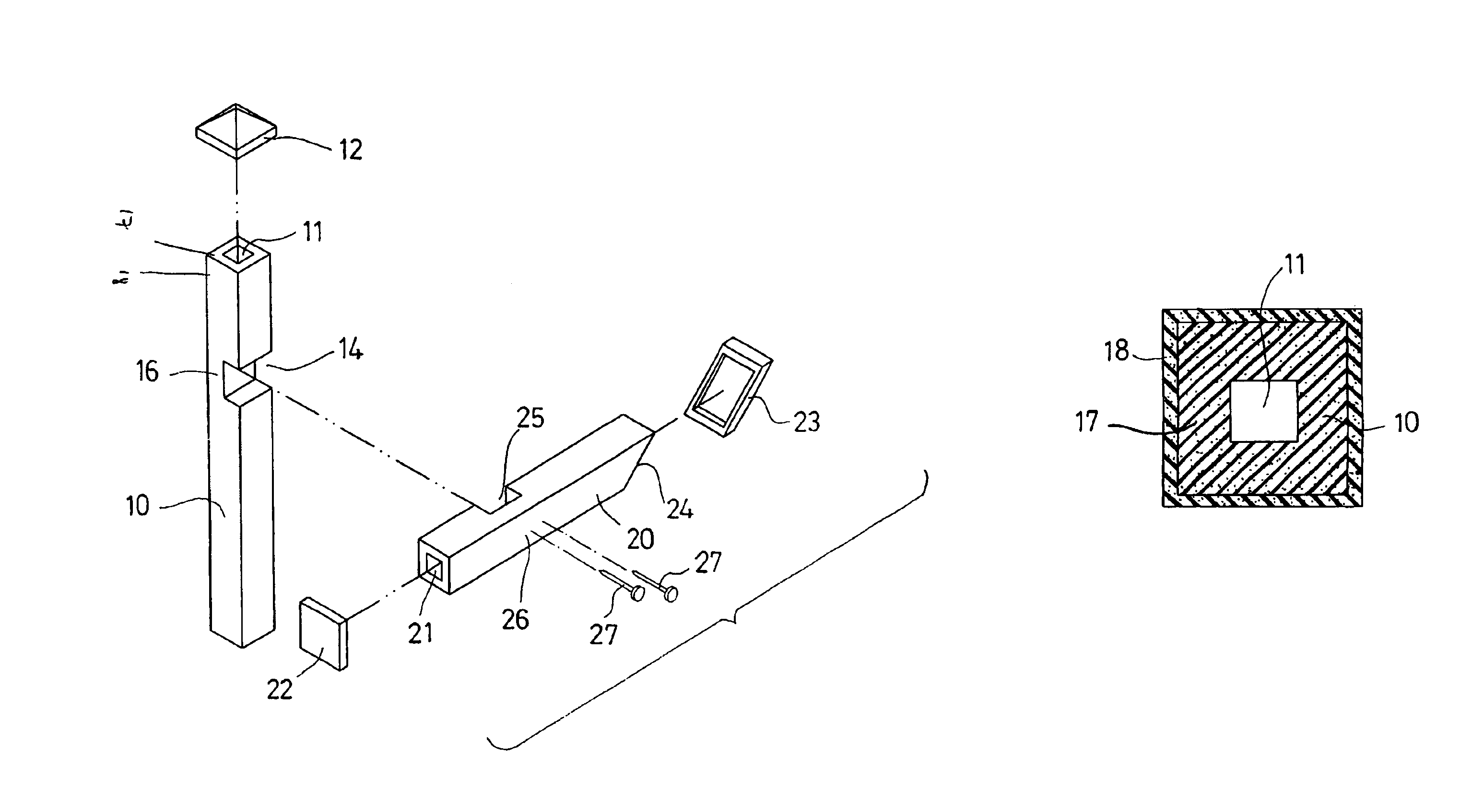 Plastic post assembly for mailbox