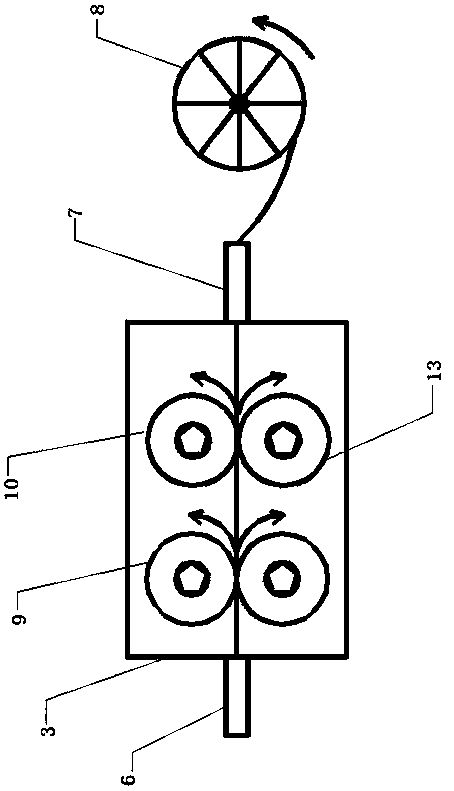 A threading power tool in a movable pre-buried tube