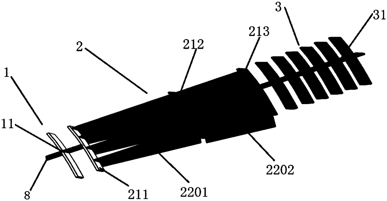 Flow guiding and flow whirling integrated blade grid type device and combustion chamber