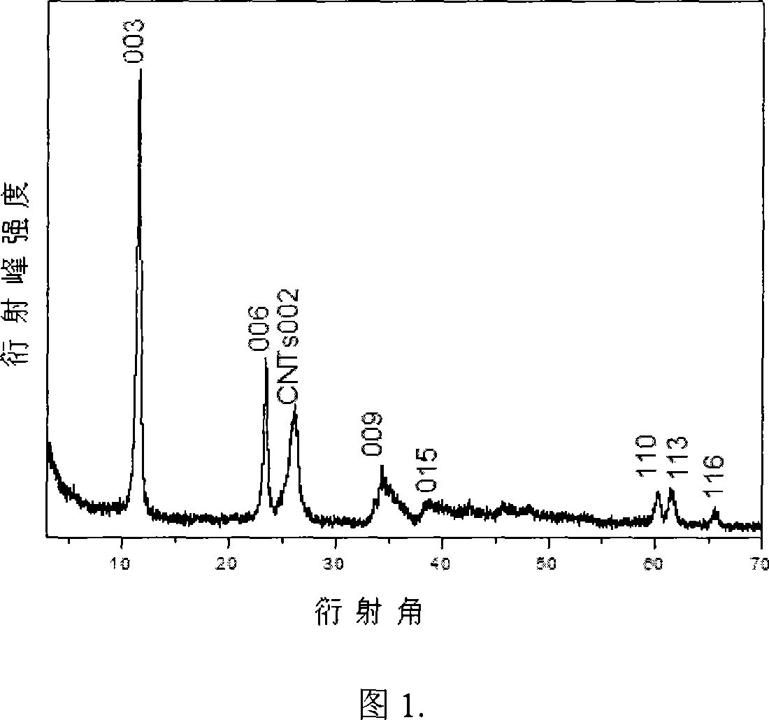 Heterostructure material of hydrotalcite and carbon nanotube and its prepn process