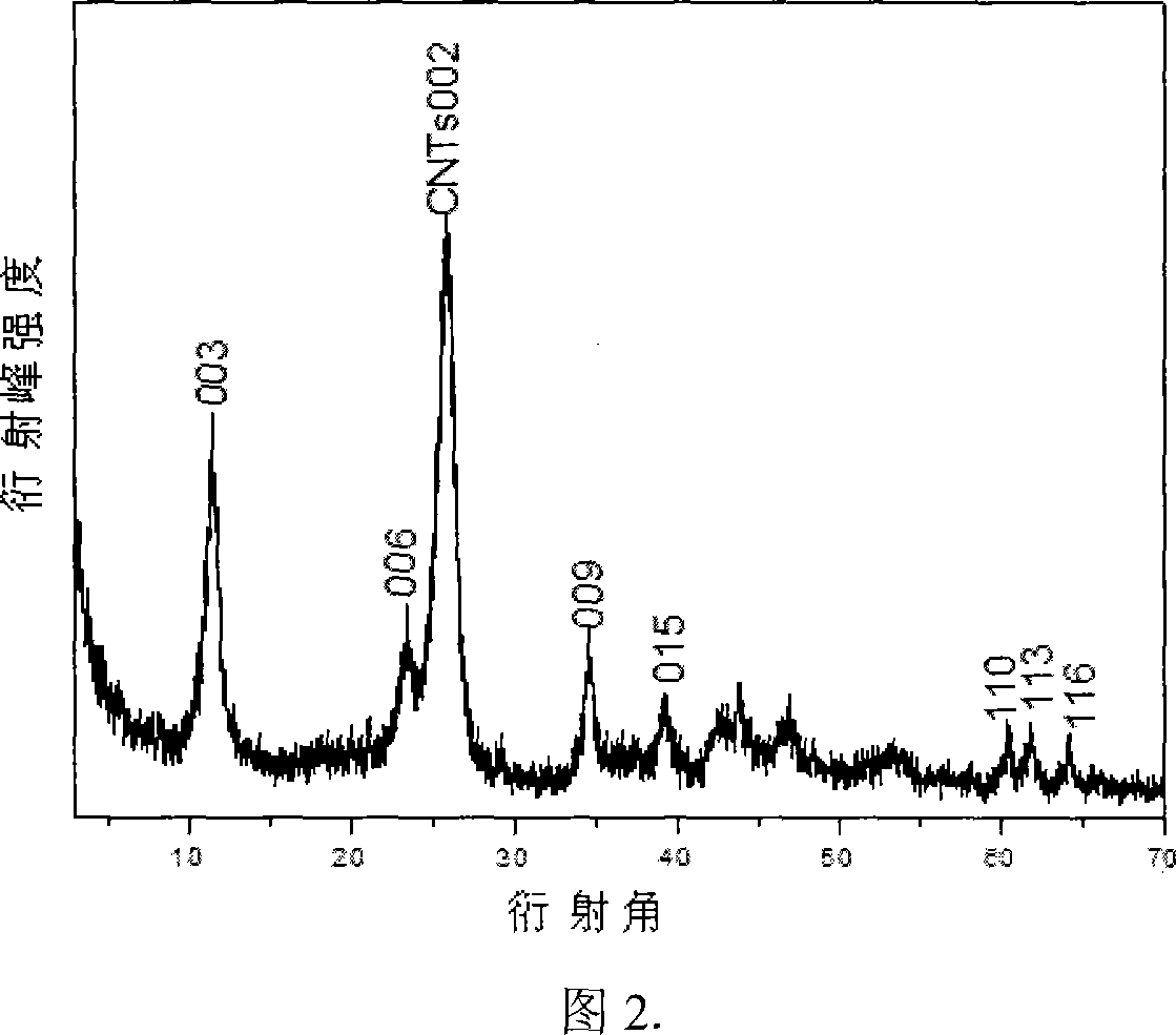 Heterostructure material of hydrotalcite and carbon nanotube and its prepn process