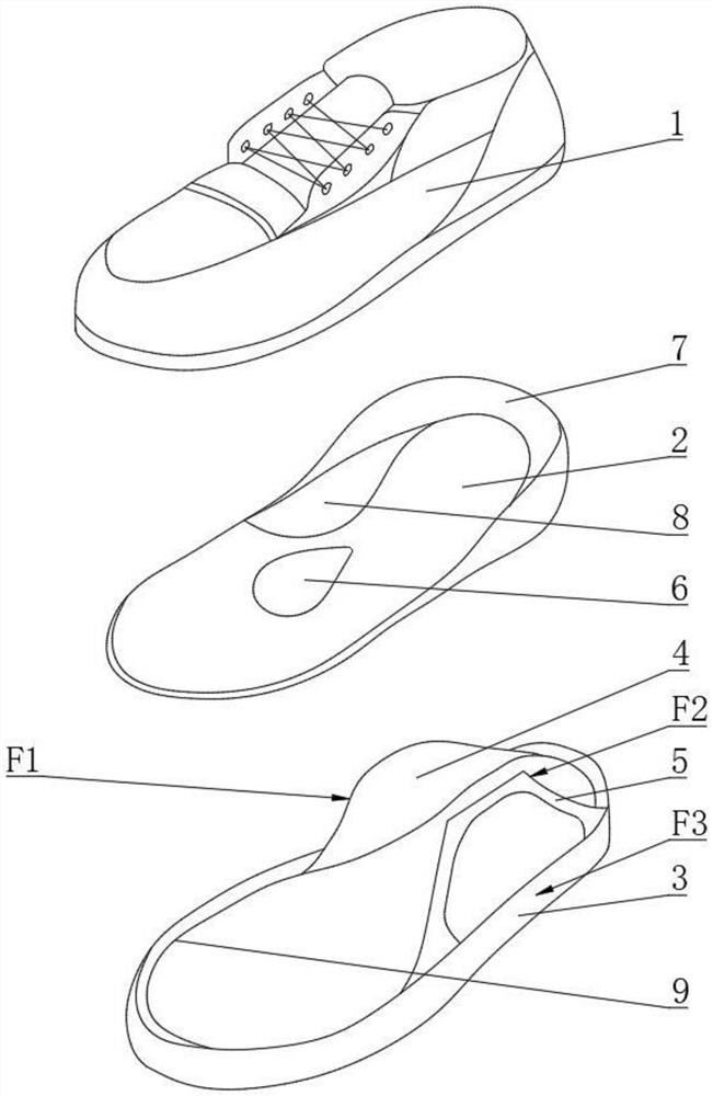 Orthopedic shoe for foot ectropion, flat foot and healthy people