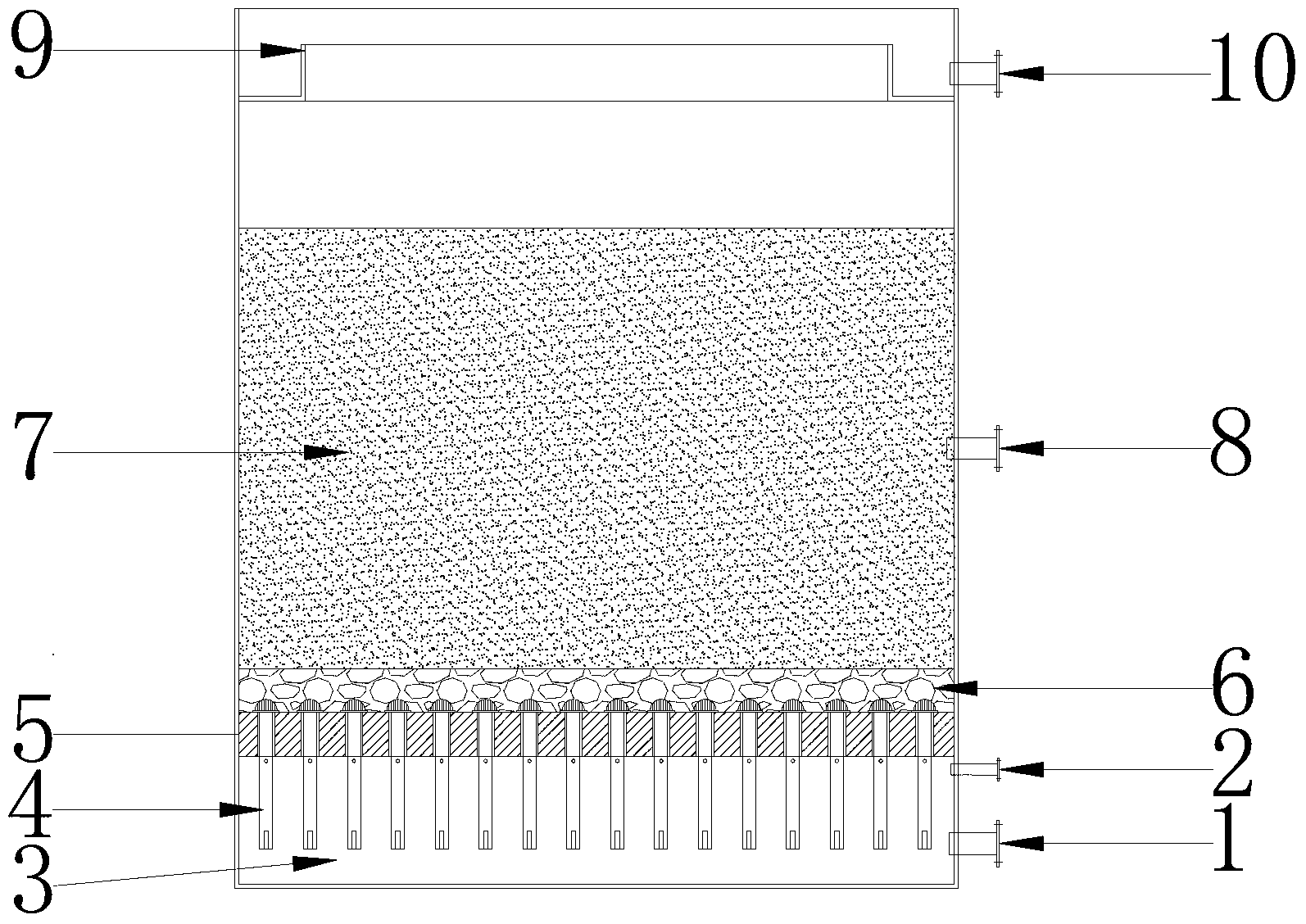 Anoxic humic filler filter tank and method for treating nitrogen containing degradation-resistant wastewater