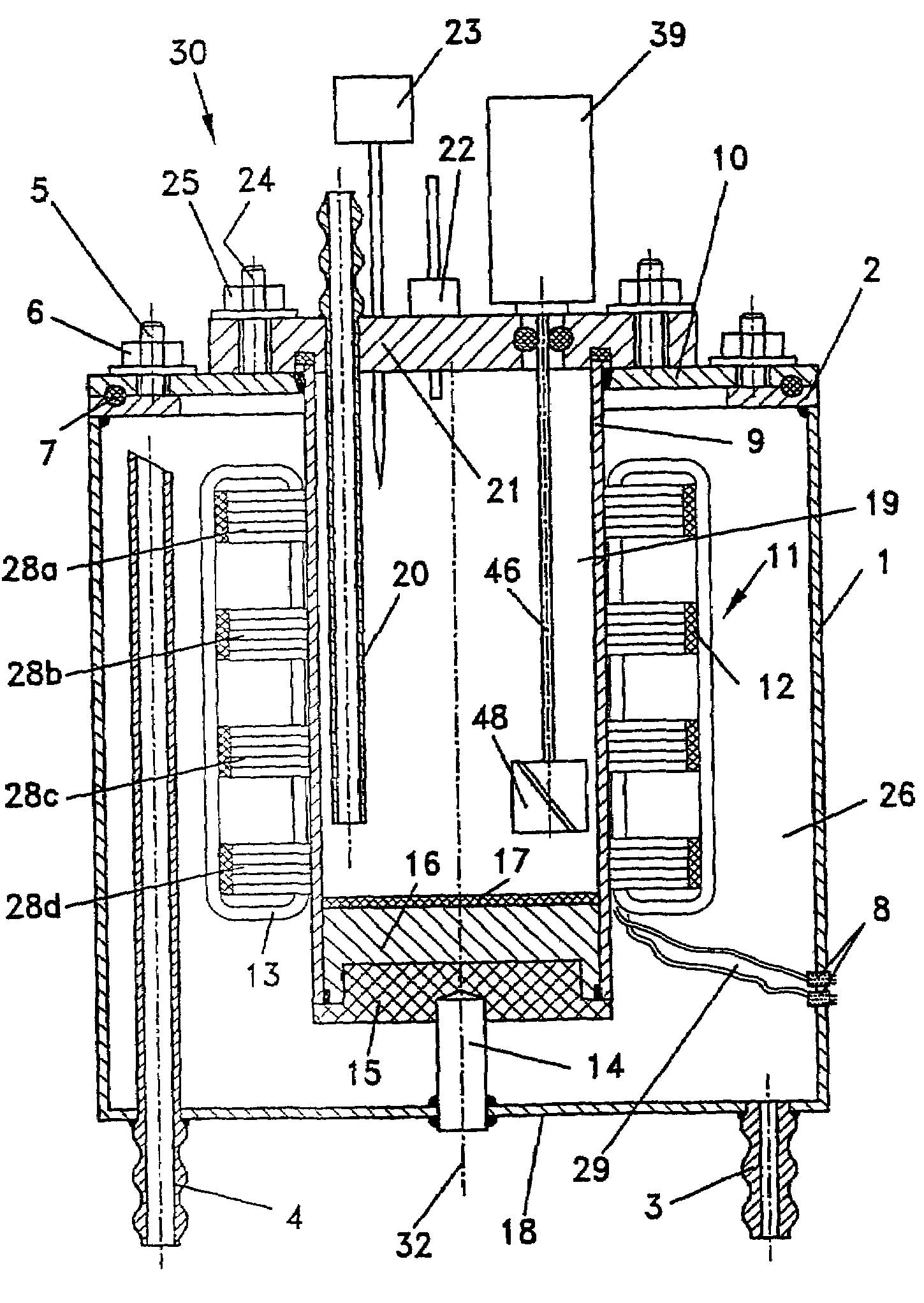 Ultrasonic reactor and process for ultrasonic treatment of materials