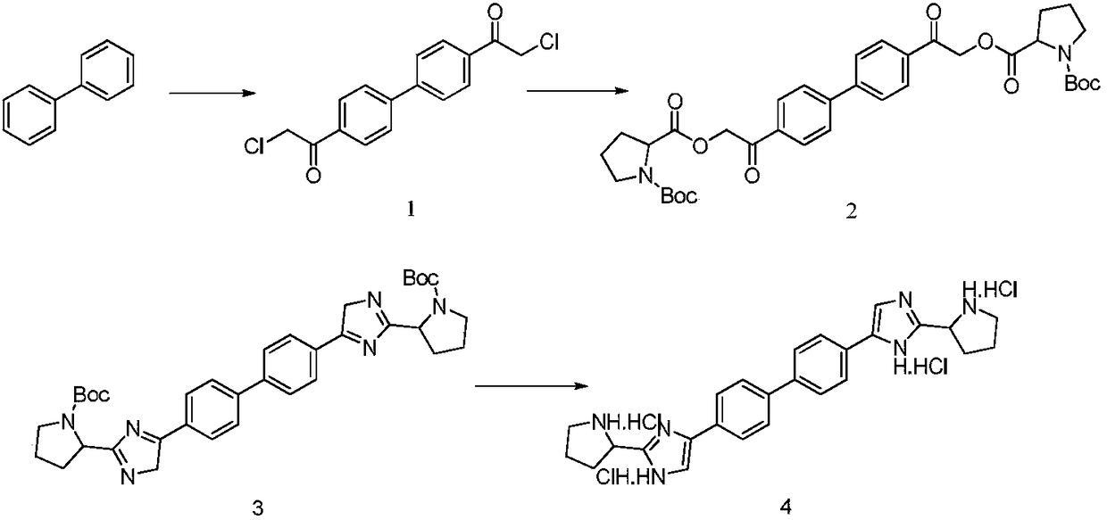 Industrial production method for Daclatasvir key intermediate