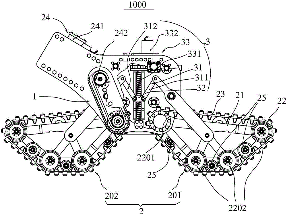 Transformable-crawler suspension bracket and robot moving platform with same