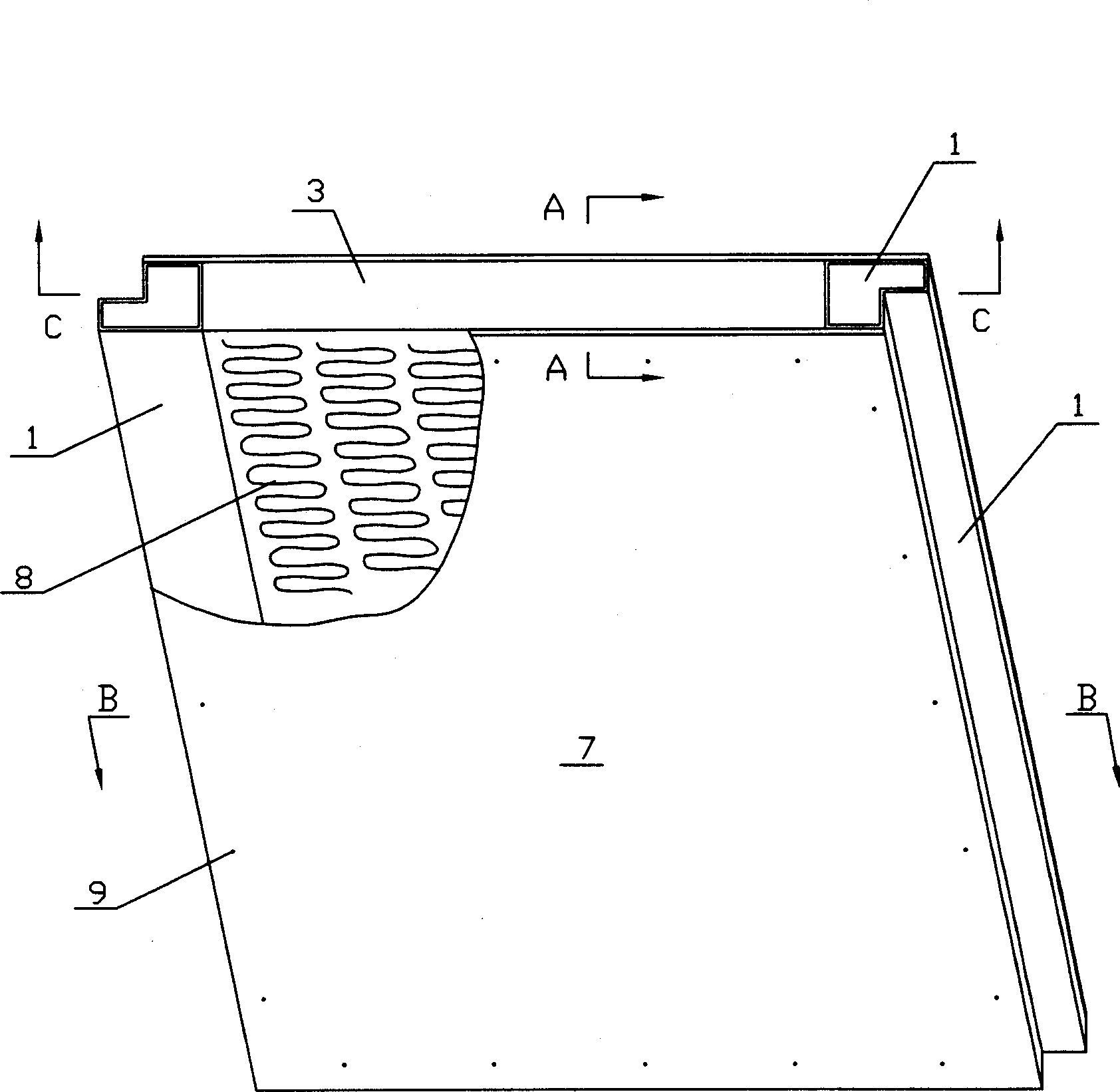 Assembled large-scale construction board with light frame and manufacturing process thereof