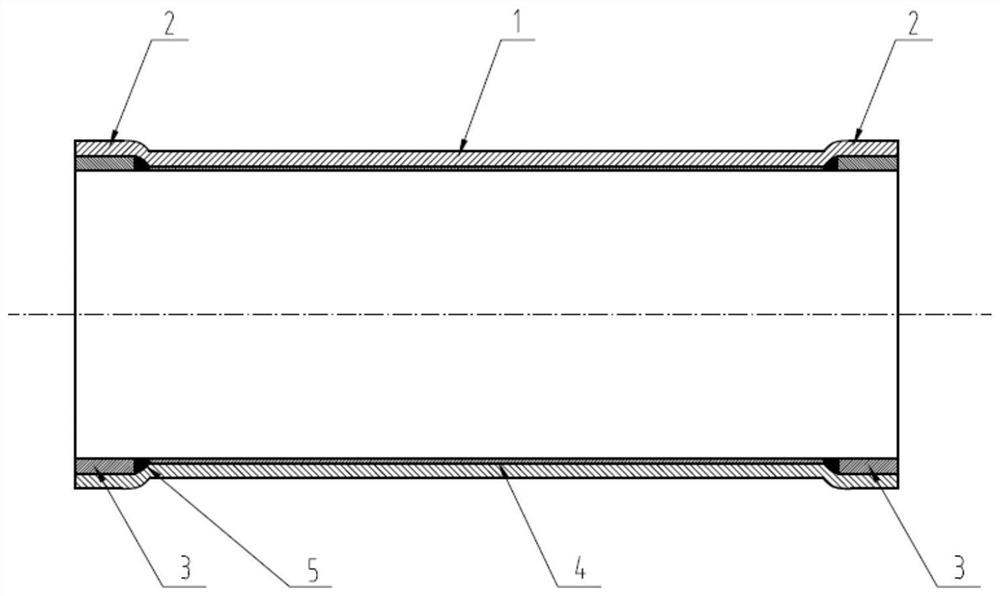 Mechanical bimetal composite pipe with thickened pipe end lining layer and preparation method thereof