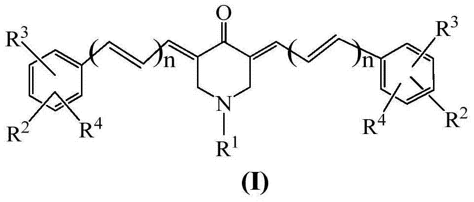 Novel 3, 5-bis(aryl-methyne)-1-methylpiperidine-4-ketone compound as well as synthetic method and application thereof in preparation of anti-cancer medicines