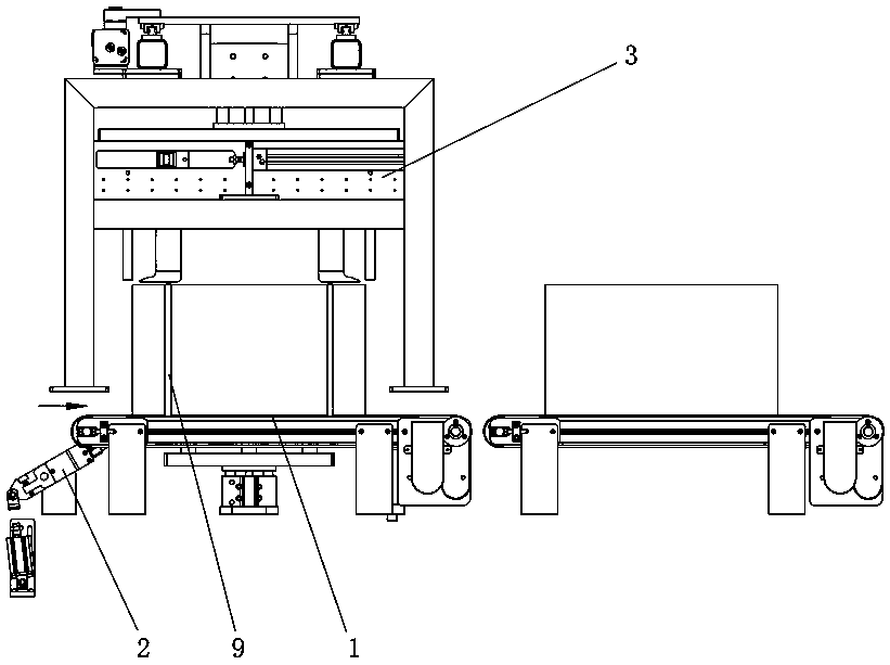 Packaging box strapping tape automatic removal device and method