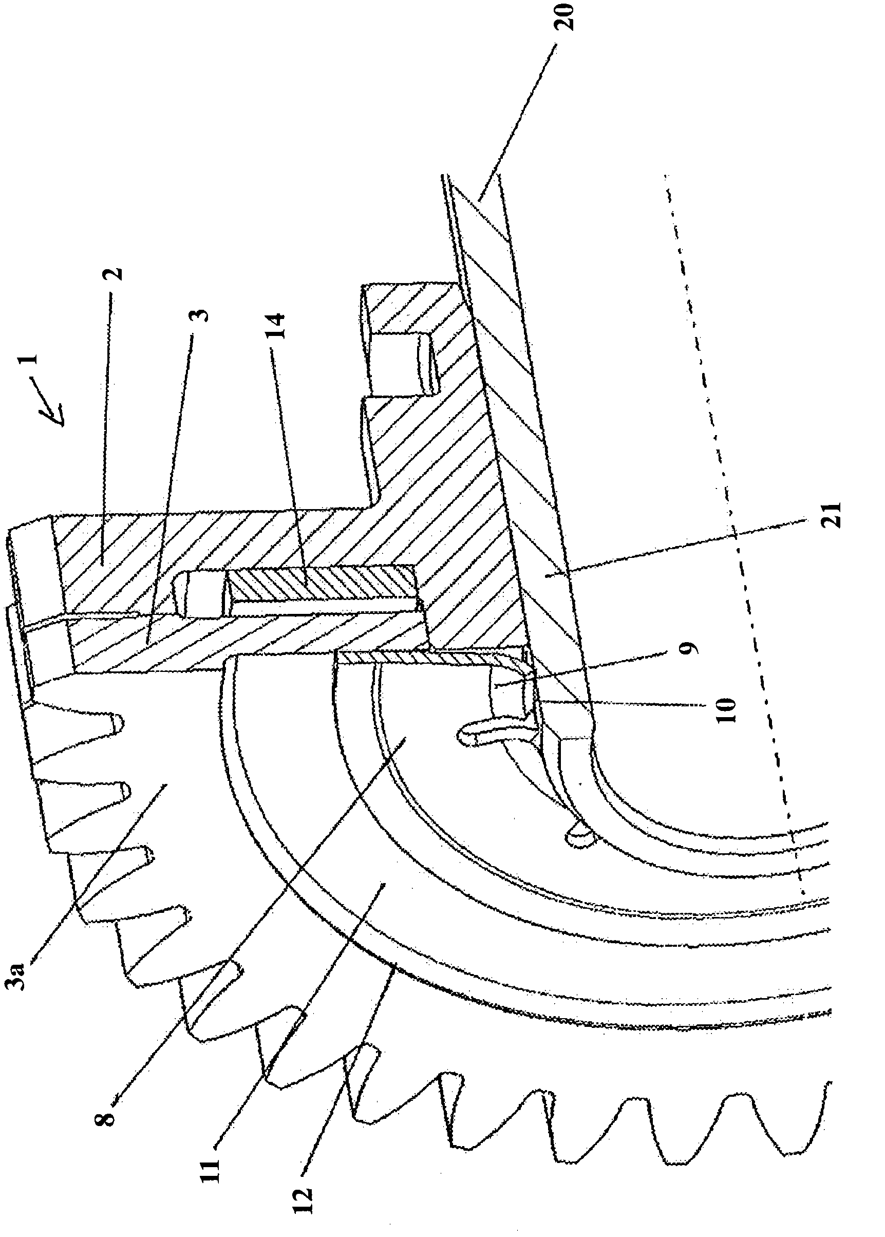 Divided toothed wheel