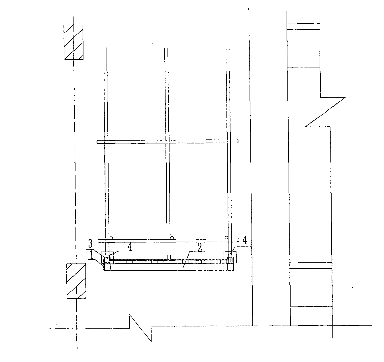 Tool type scaffold for elevator well