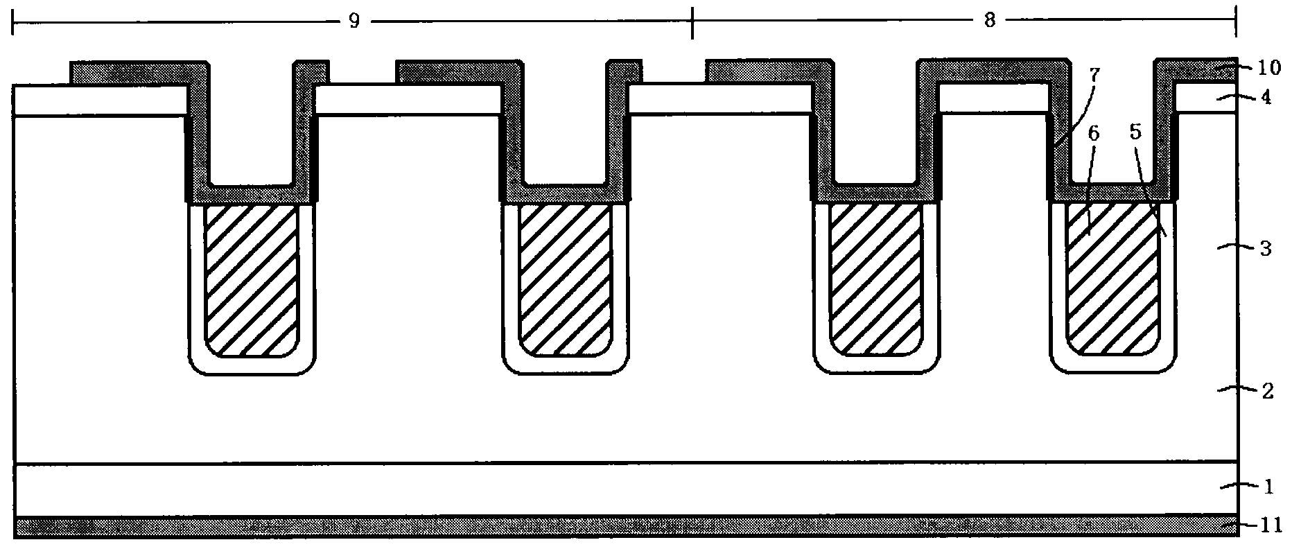 Groove MOS (metal oxide semiconductor) structure Schottky diode and preparation method thereof